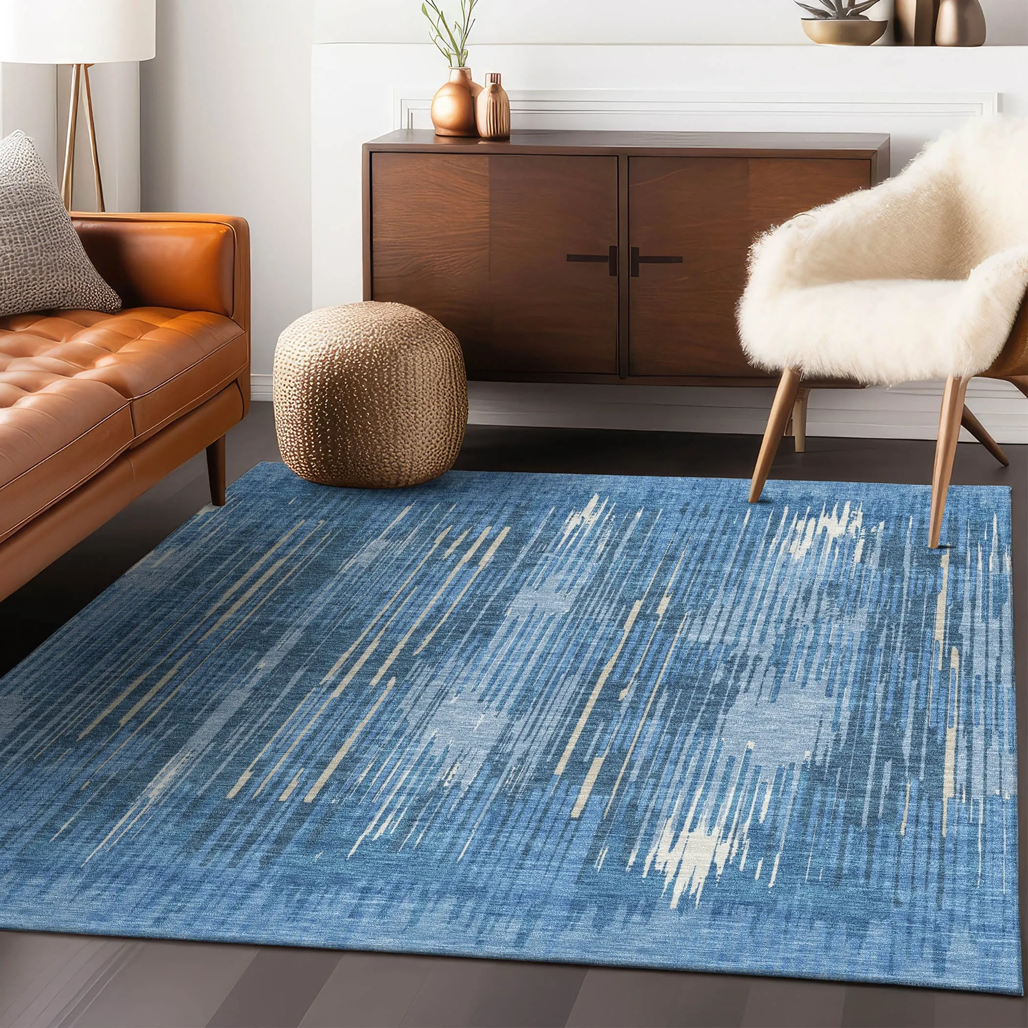 Machine Washable Indoor/ Outdoor Chantille Abstract Ombre Rug