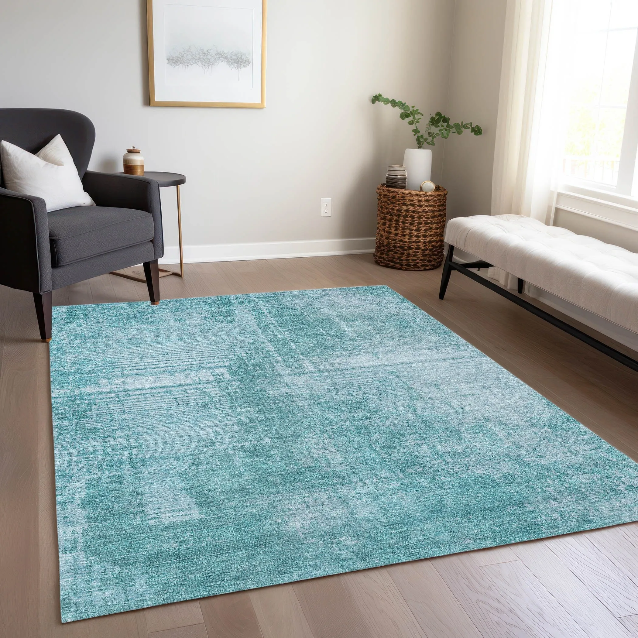 Machine Washable Indoor/ Outdoor Chantille Abstract Ombre Rug