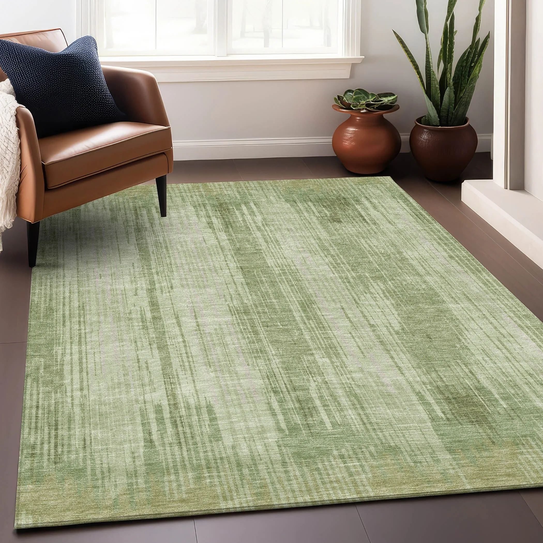 Machine Washable Indoor/ Outdoor Chantille Abstract Ombre Rug