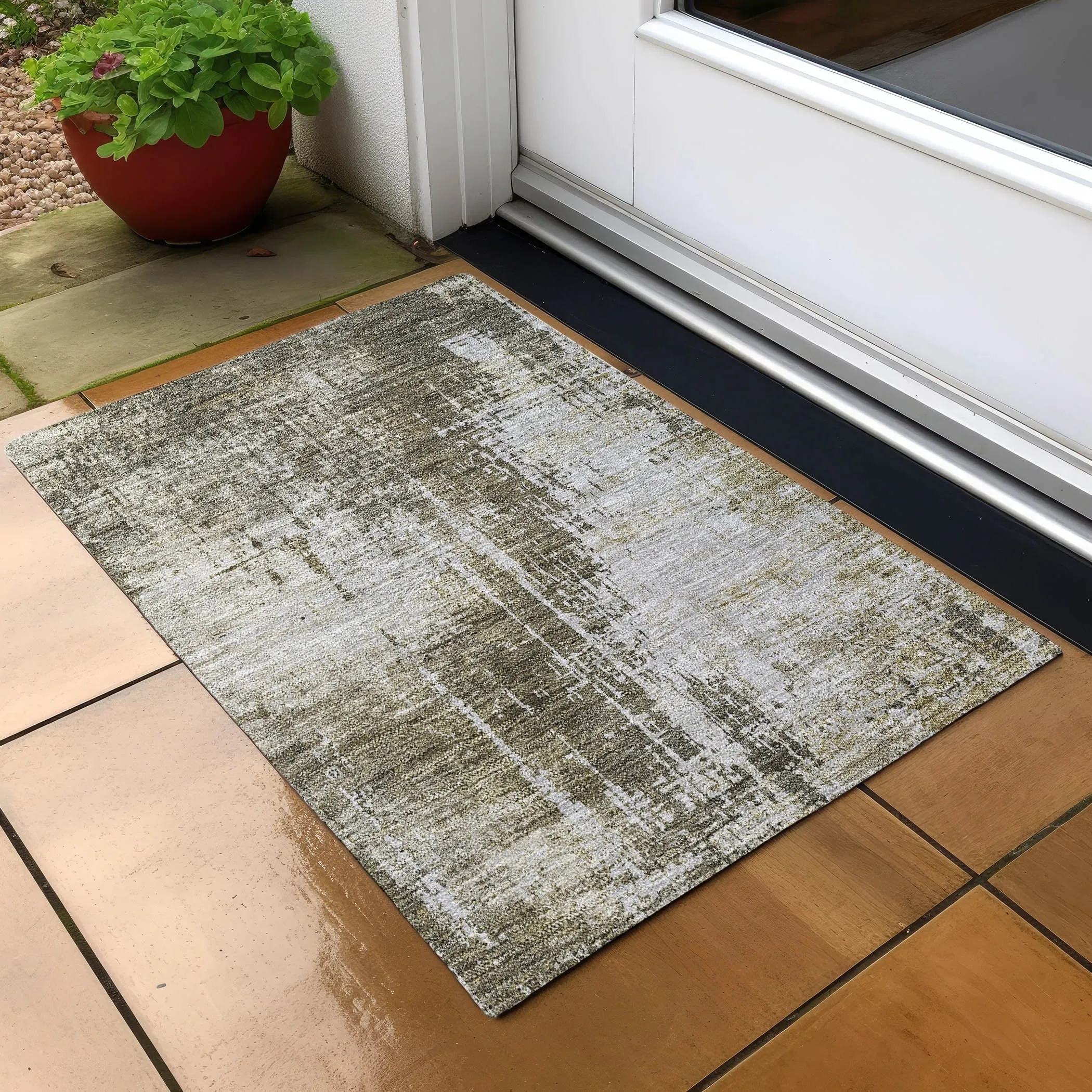 Machine Washable Indoor/ Outdoor Chantille Abstract Ombre Rug