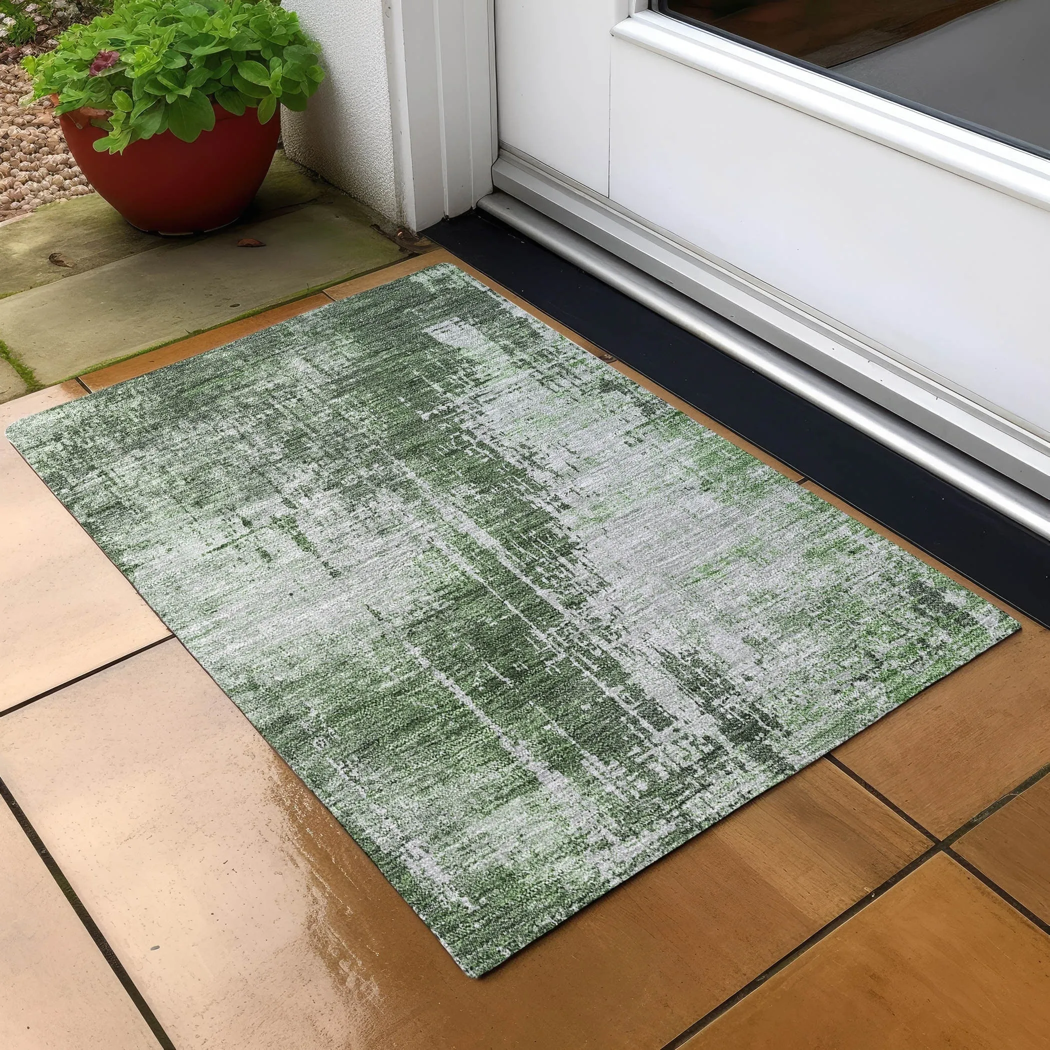 Machine Washable Indoor/ Outdoor Chantille Abstract Ombre Rug