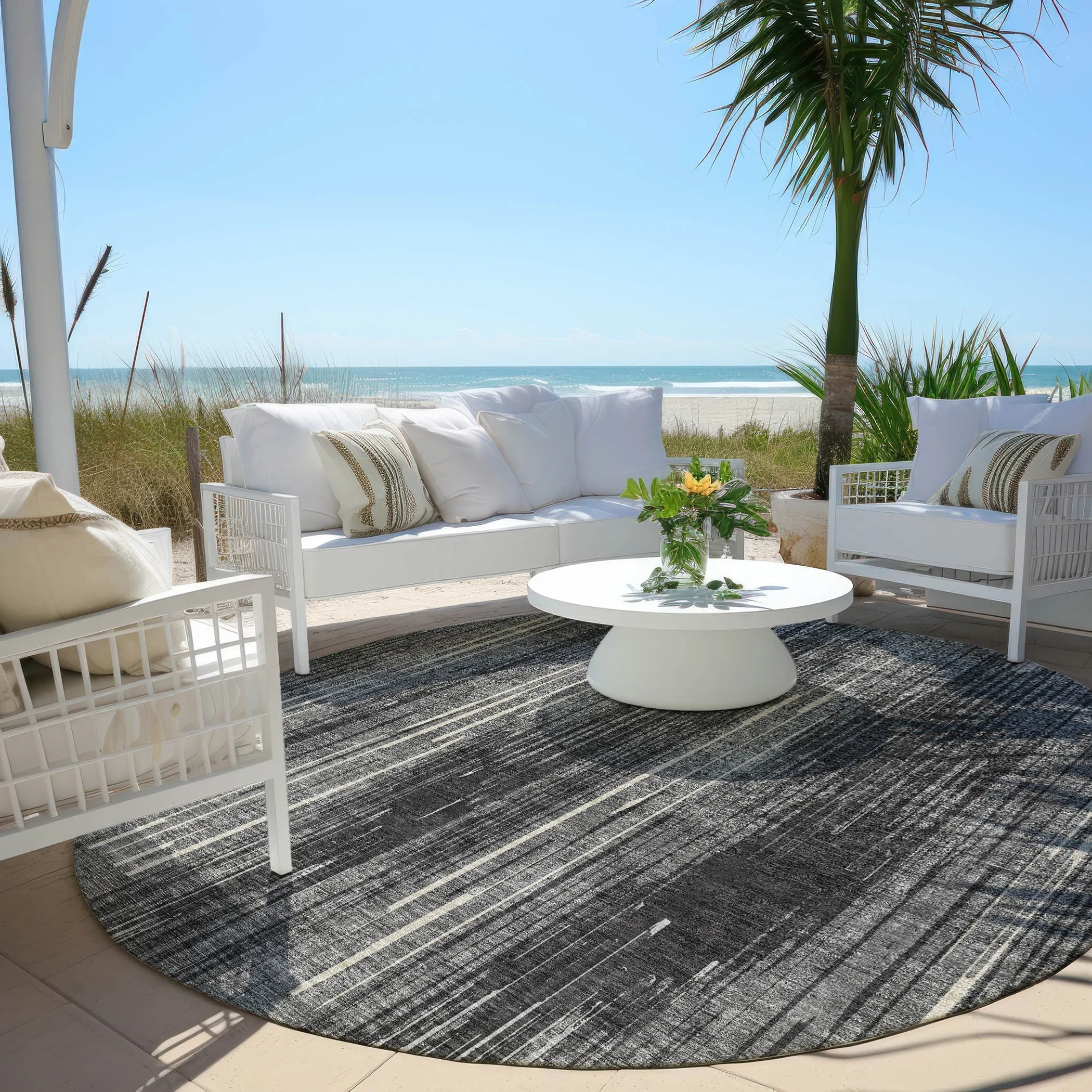 Machine Washable Indoor/ Outdoor Chantille Abstract Ombre Rug