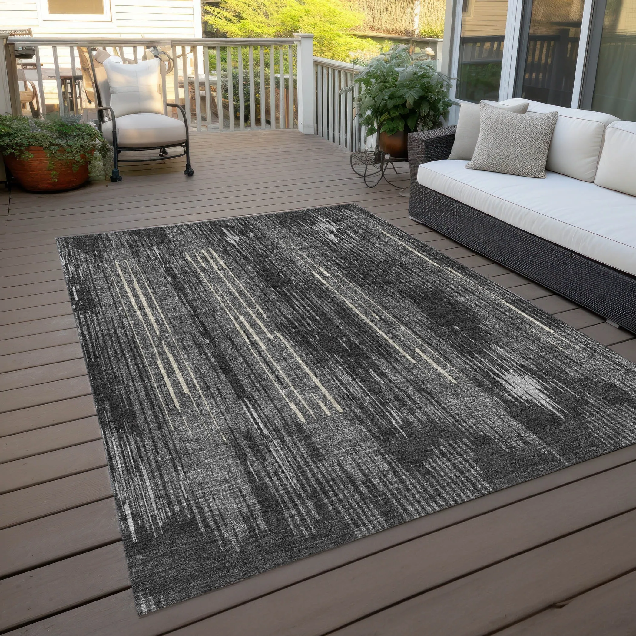 Machine Washable Indoor/ Outdoor Chantille Abstract Ombre Rug