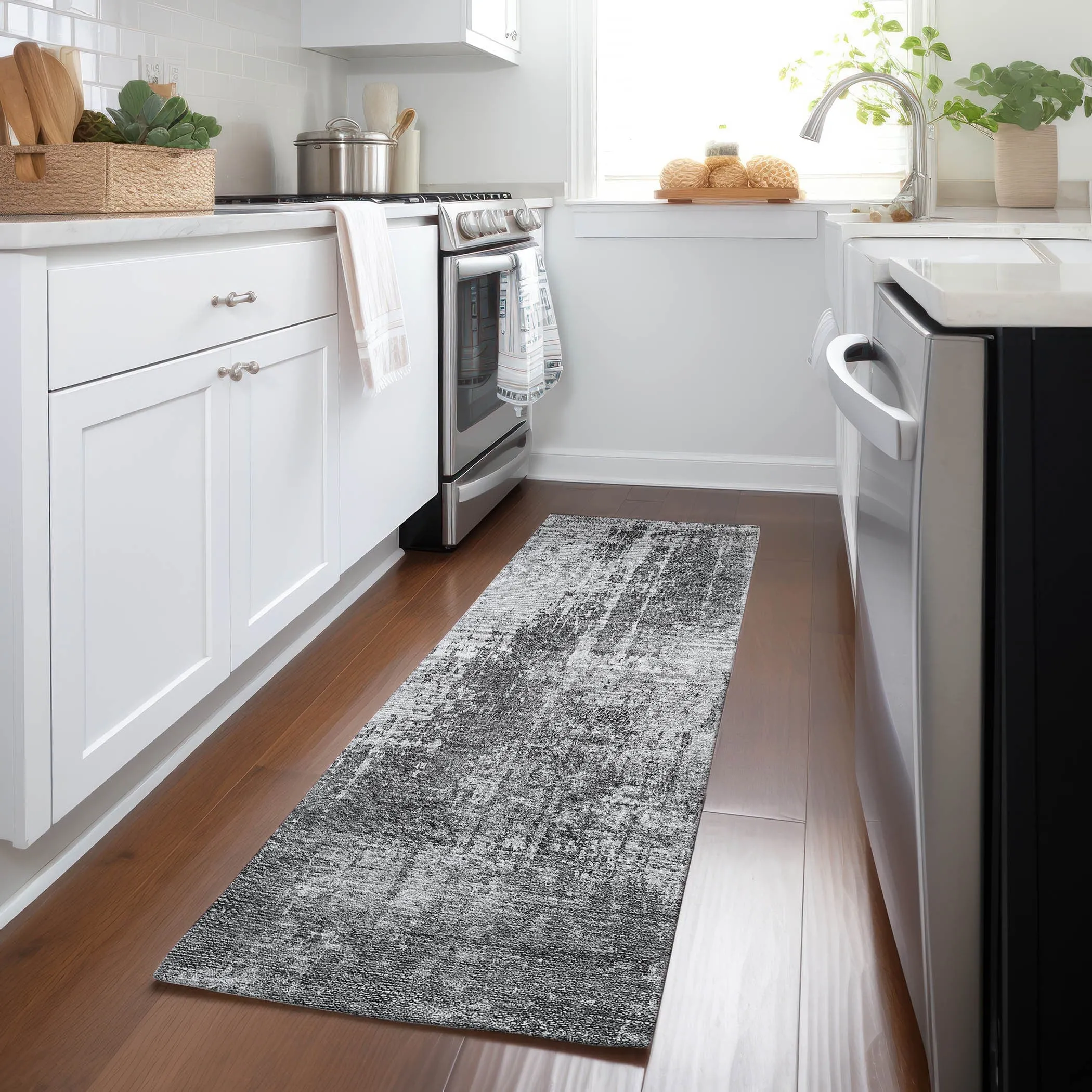 Machine Washable Indoor/ Outdoor Chantille Abstract Ombre Rug