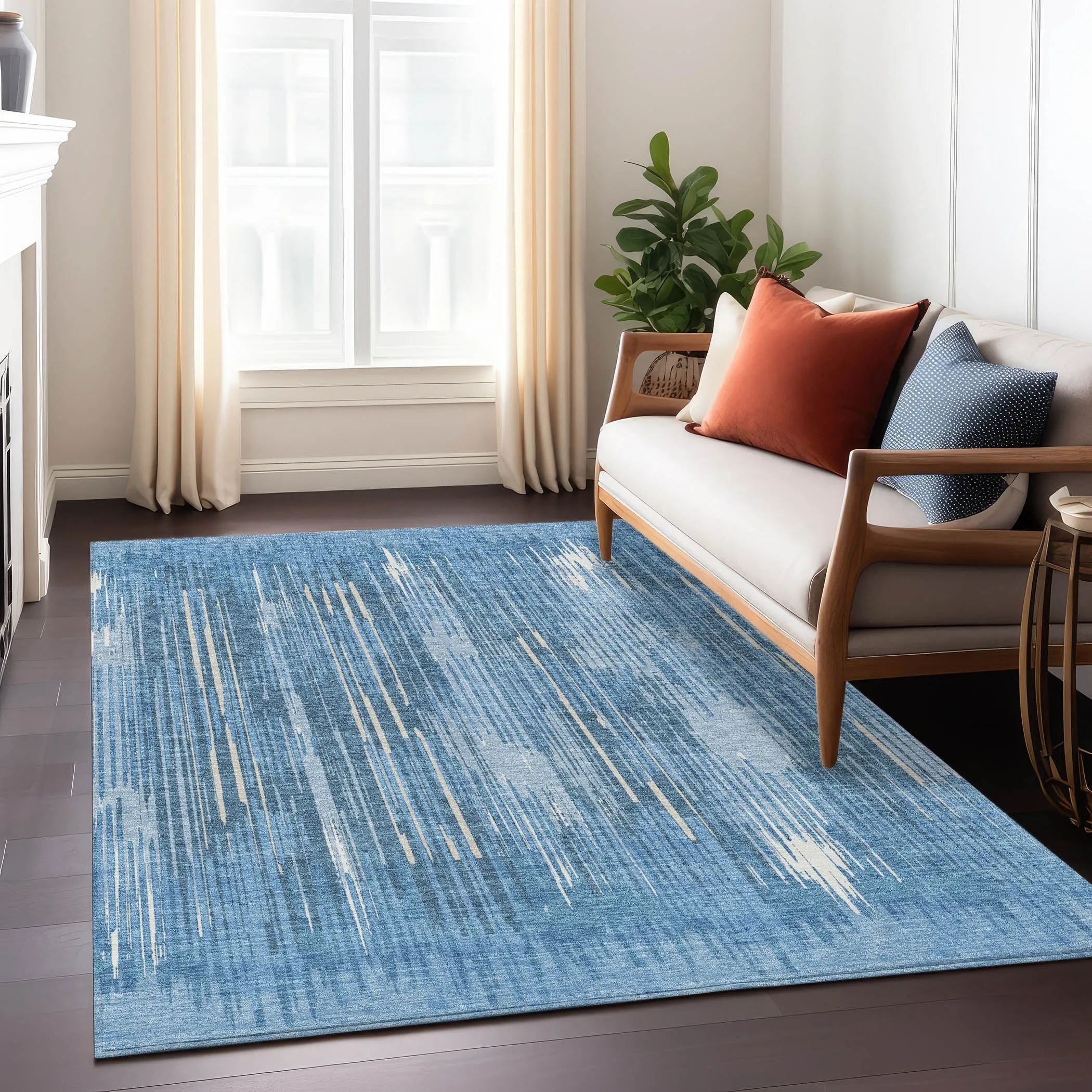 Machine Washable Indoor/ Outdoor Chantille Abstract Ombre Rug
