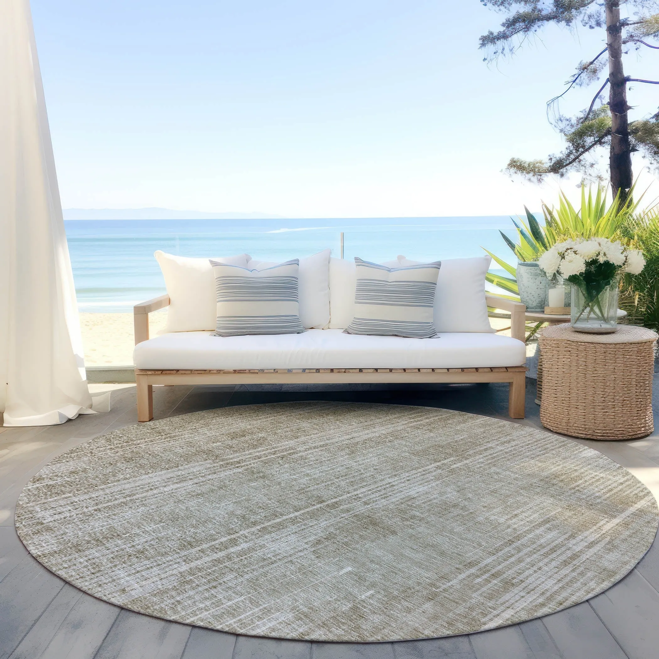 Machine Washable Indoor/ Outdoor Chantille Abstract Ombre Rug