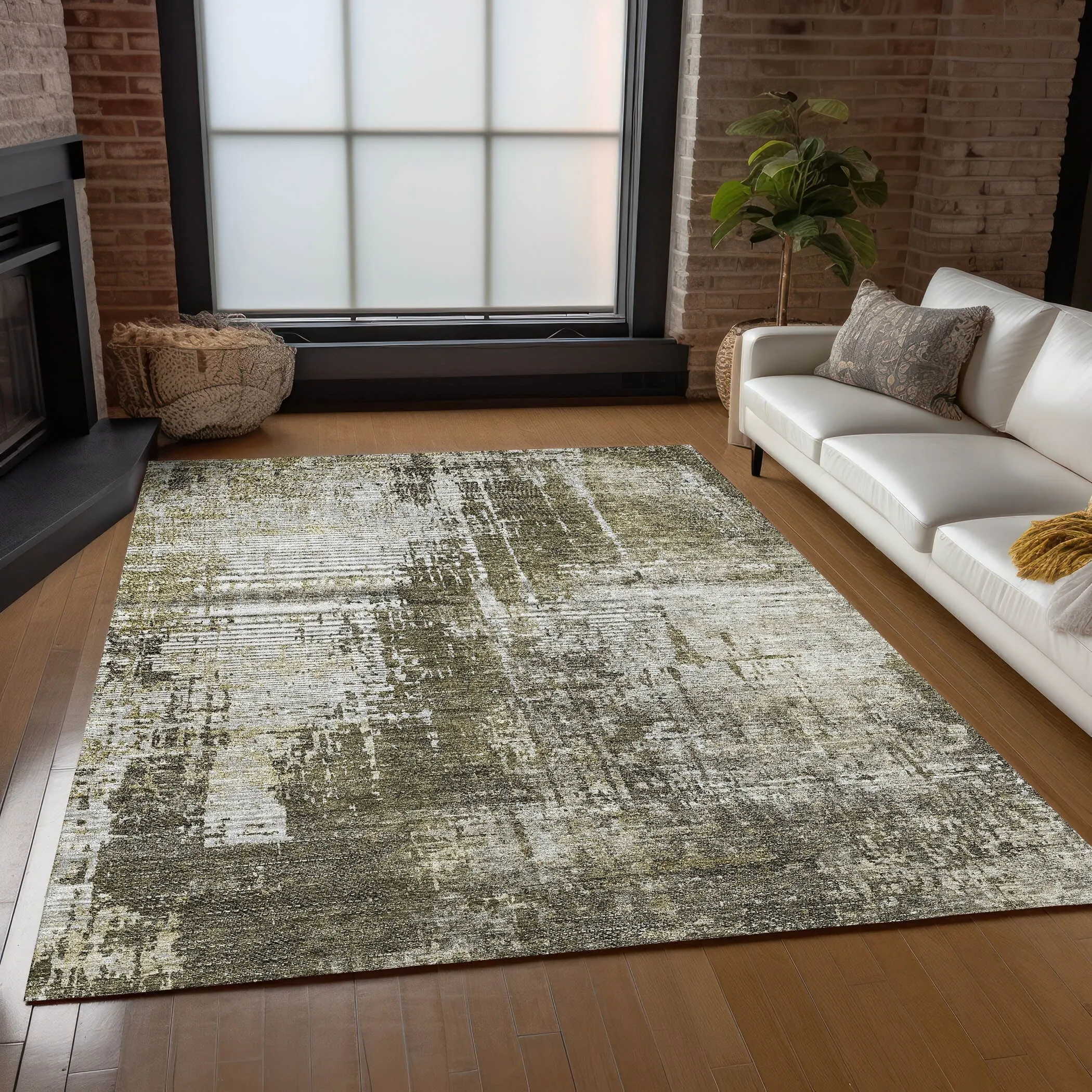 Machine Washable Indoor/ Outdoor Chantille Abstract Ombre Rug