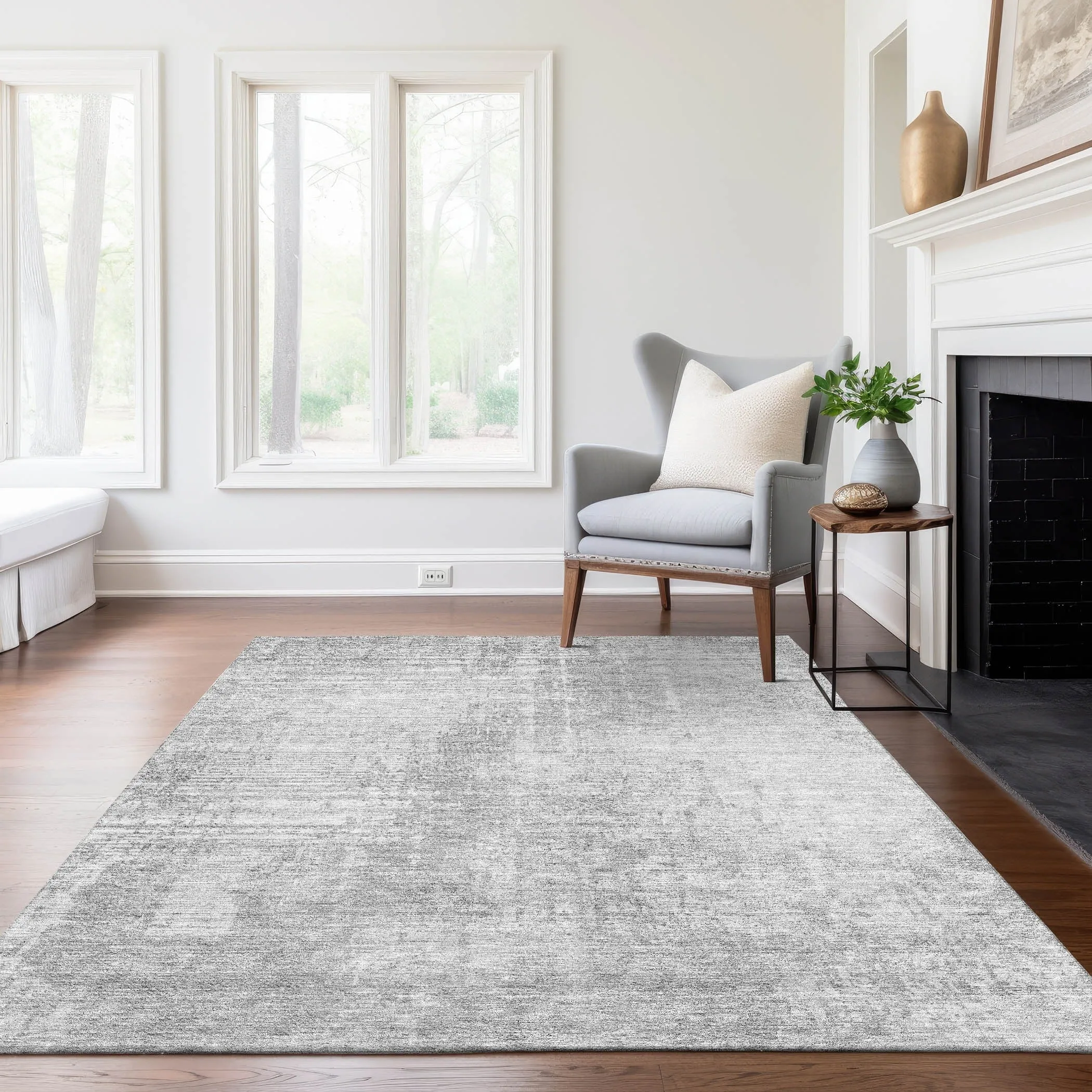 Machine Washable Indoor/ Outdoor Chantille Abstract Ombre Rug