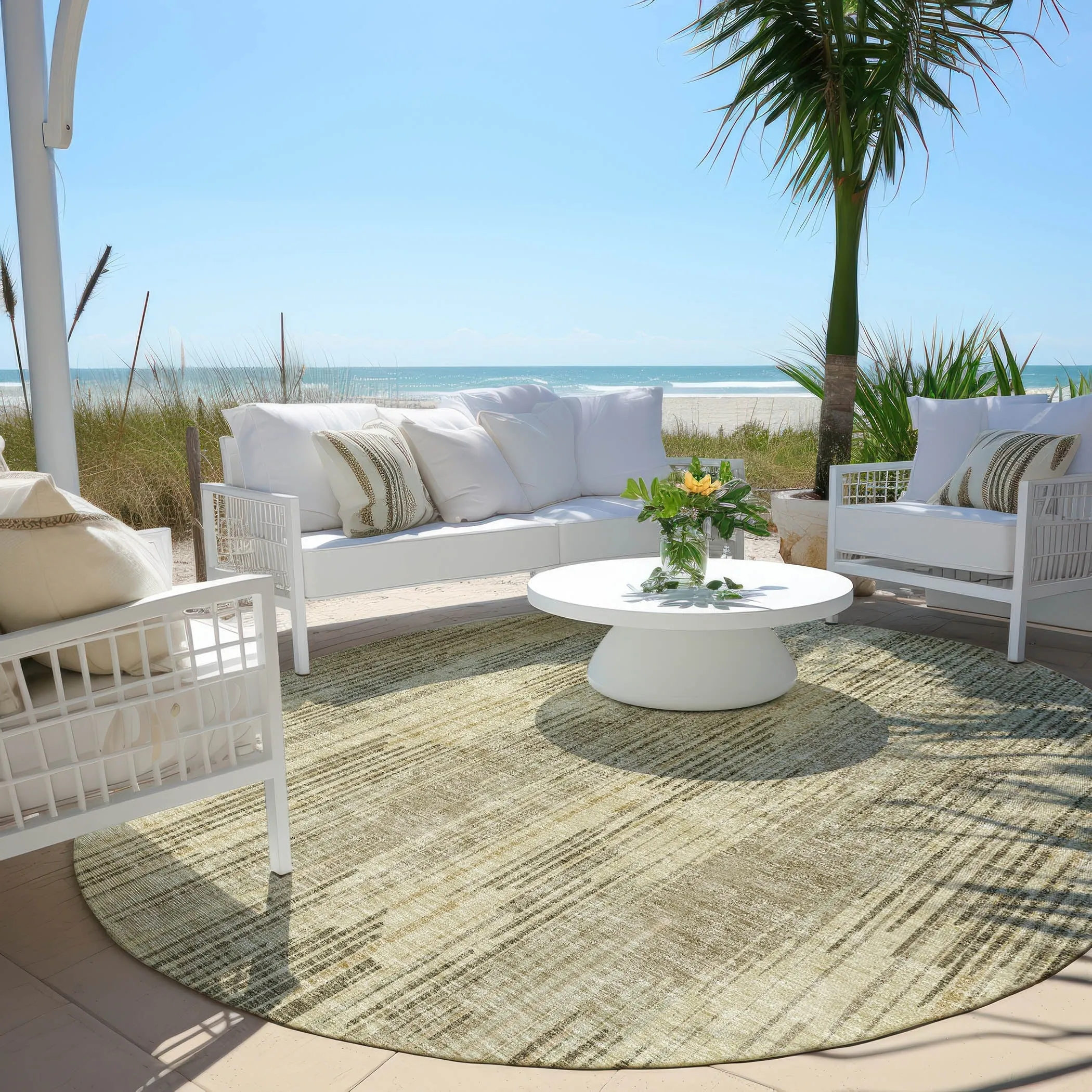 Machine Washable Indoor/ Outdoor Chantille Abstract Ombre Rug