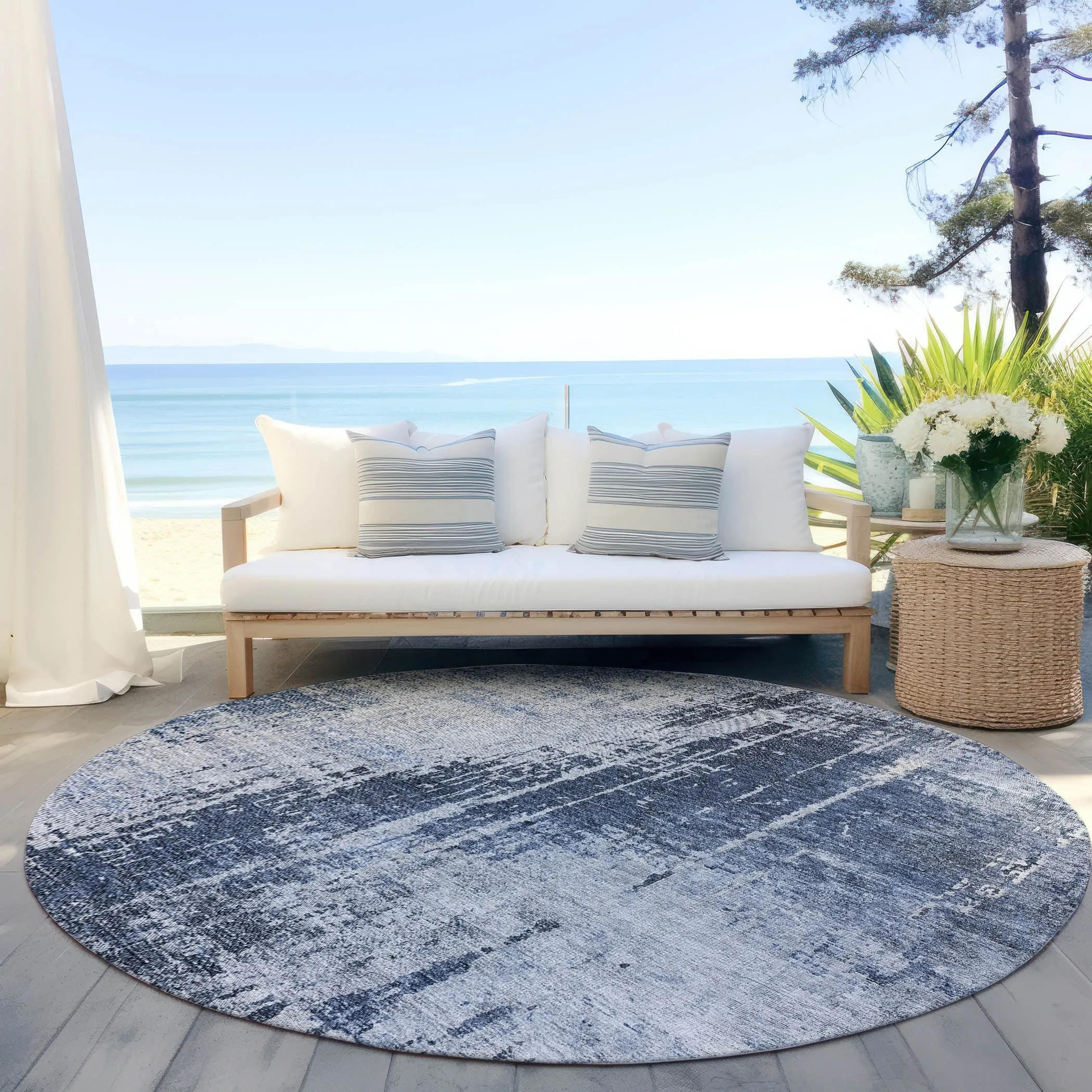 Machine Washable Indoor/ Outdoor Chantille Abstract Ombre Rug