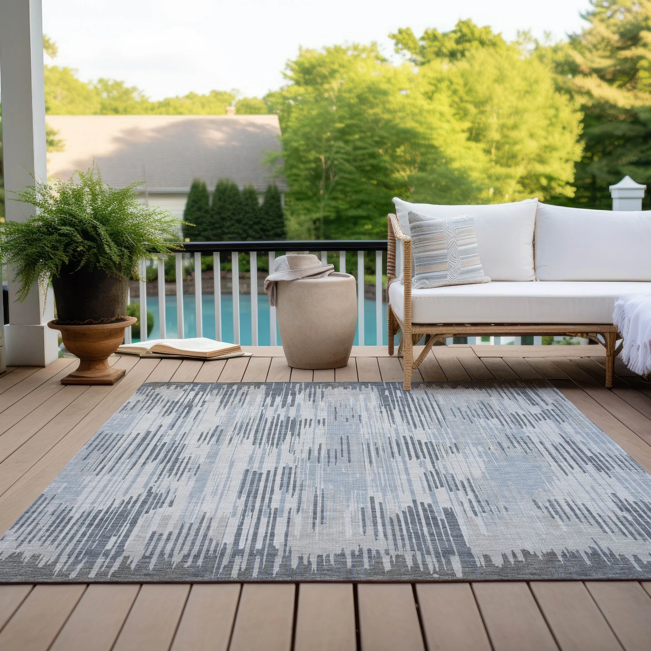 Machine Washable Indoor/ Outdoor Chantille Abstract Ombre Rug