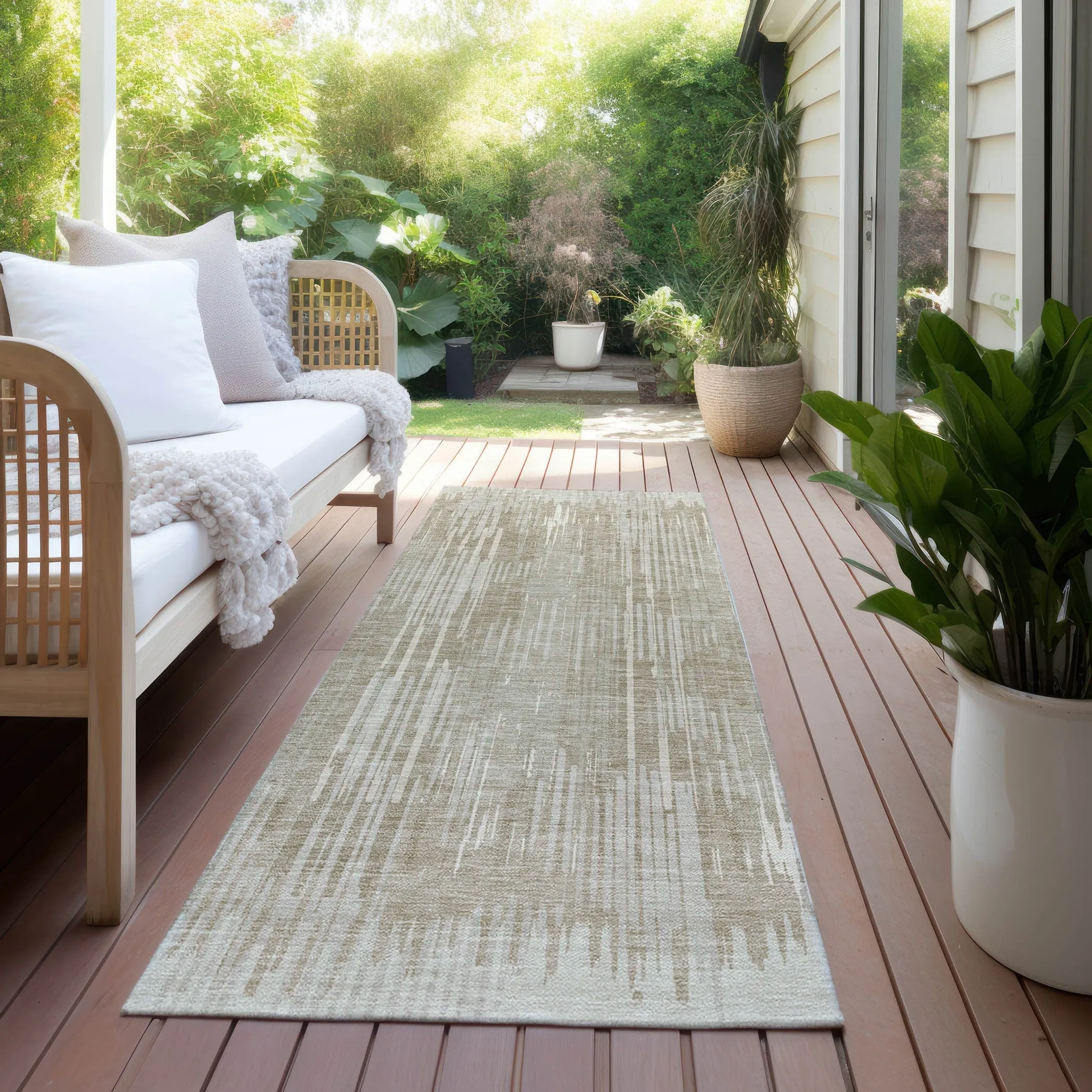 Machine Washable Indoor/ Outdoor Chantille Abstract Ombre Rug