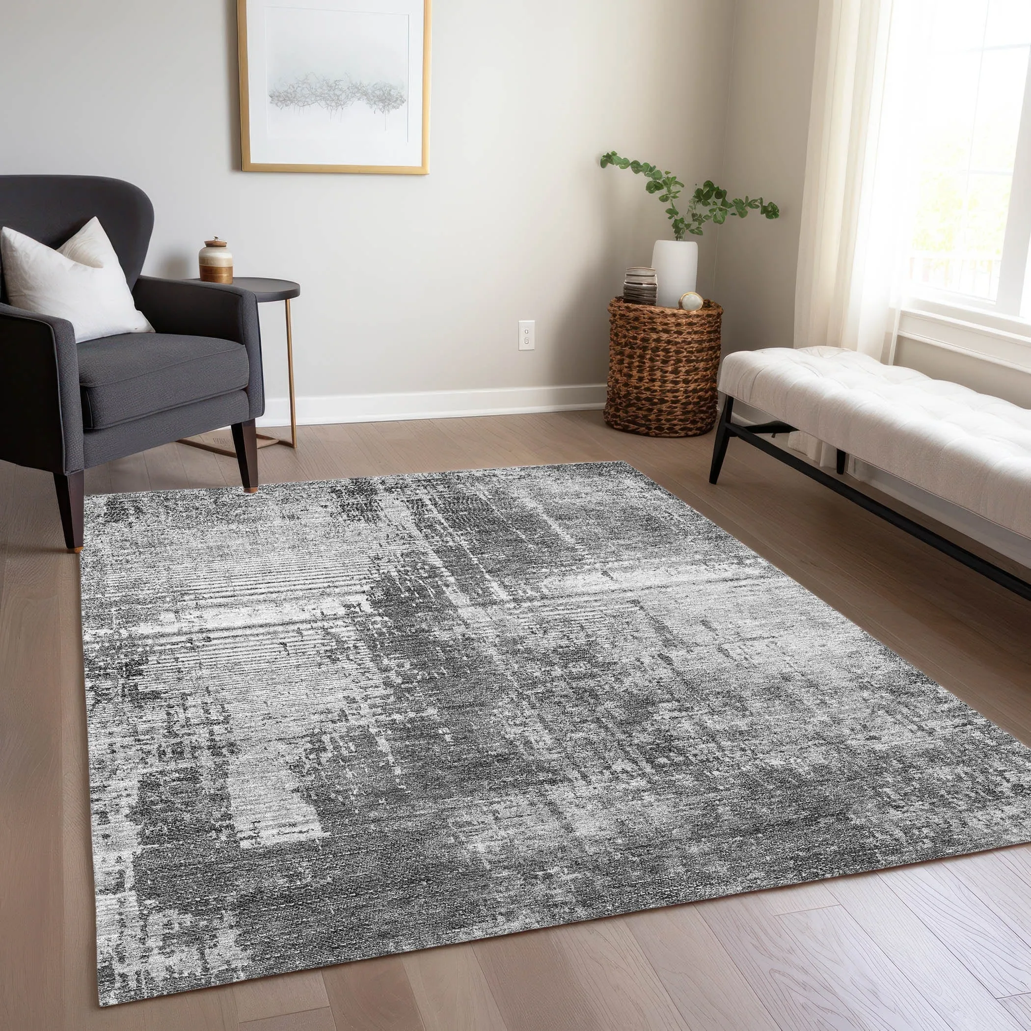 Machine Washable Indoor/ Outdoor Chantille Abstract Ombre Rug
