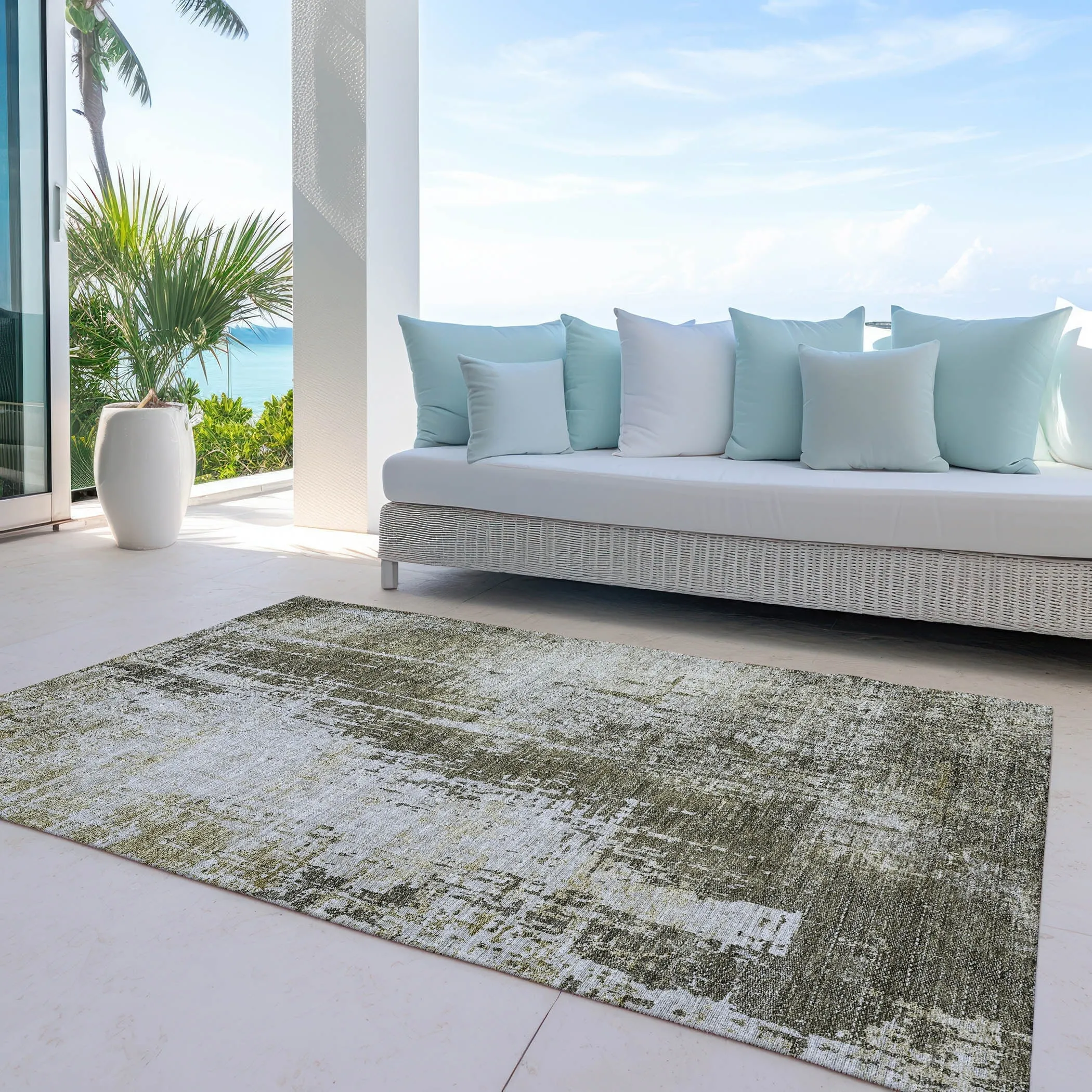 Machine Washable Indoor/ Outdoor Chantille Abstract Ombre Rug