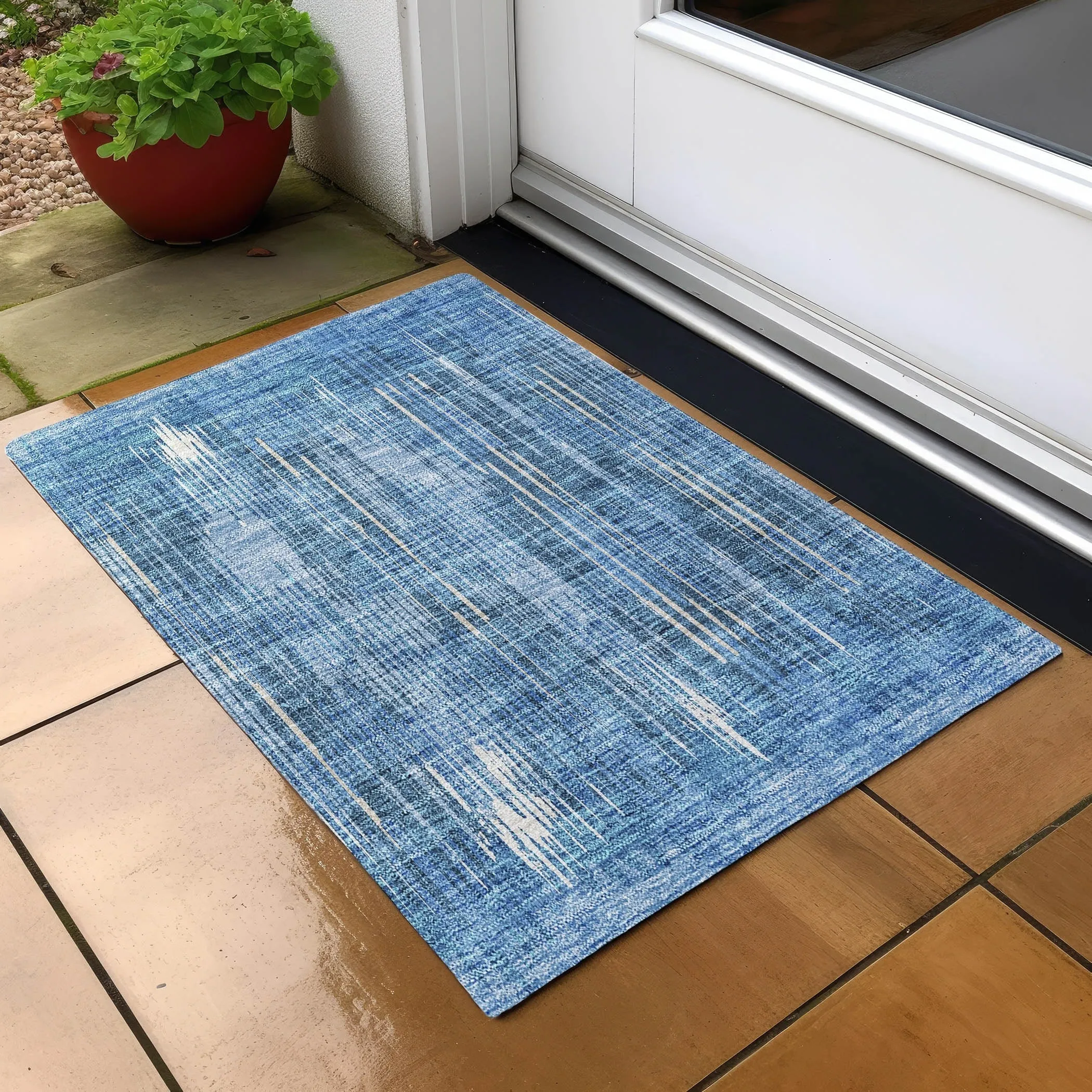 Machine Washable Indoor/ Outdoor Chantille Abstract Ombre Rug