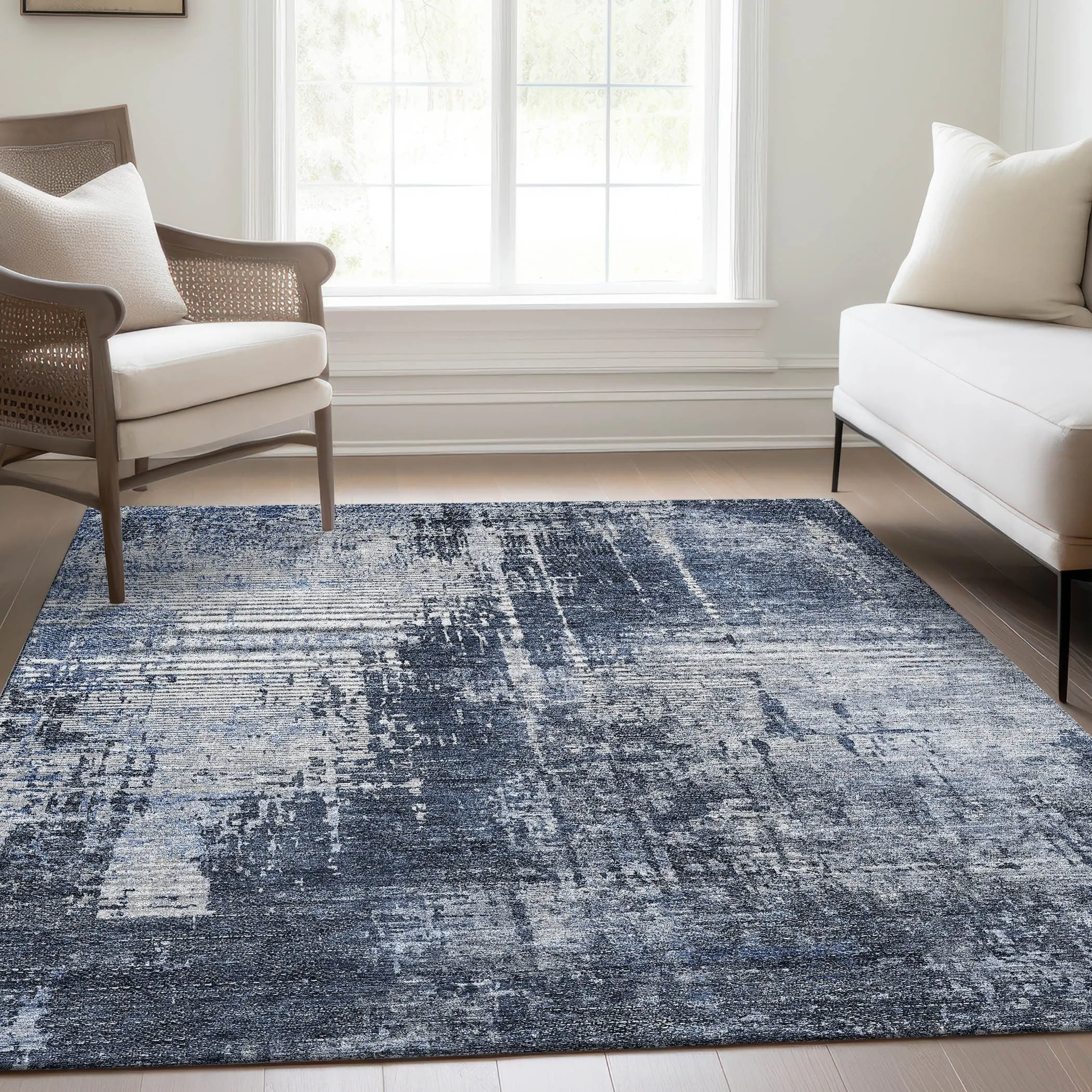 Machine Washable Indoor/ Outdoor Chantille Abstract Ombre Rug