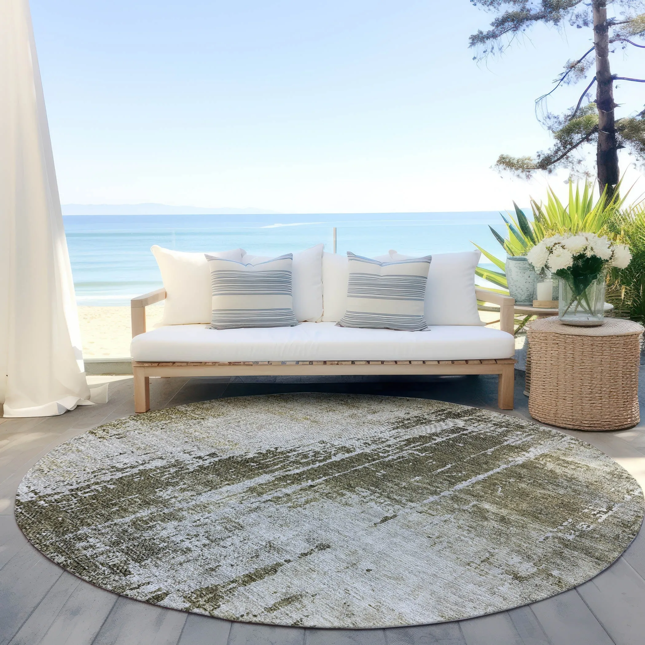 Machine Washable Indoor/ Outdoor Chantille Abstract Ombre Rug