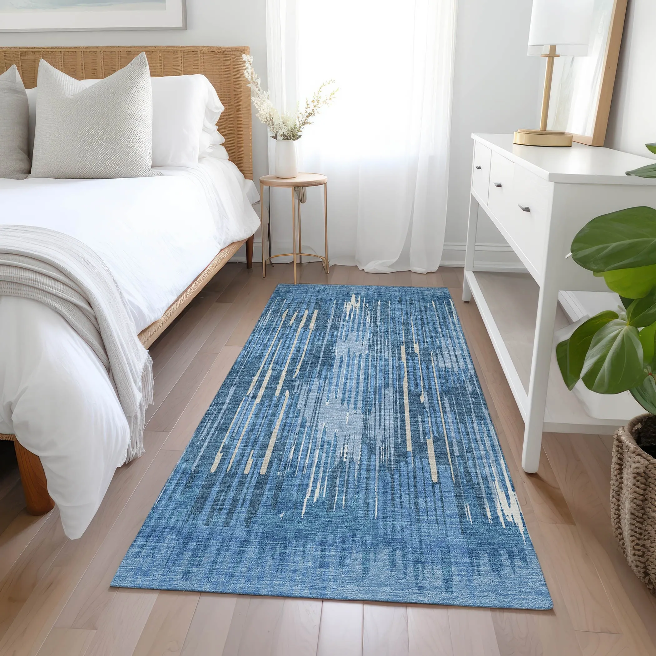 Machine Washable Indoor/ Outdoor Chantille Abstract Ombre Rug