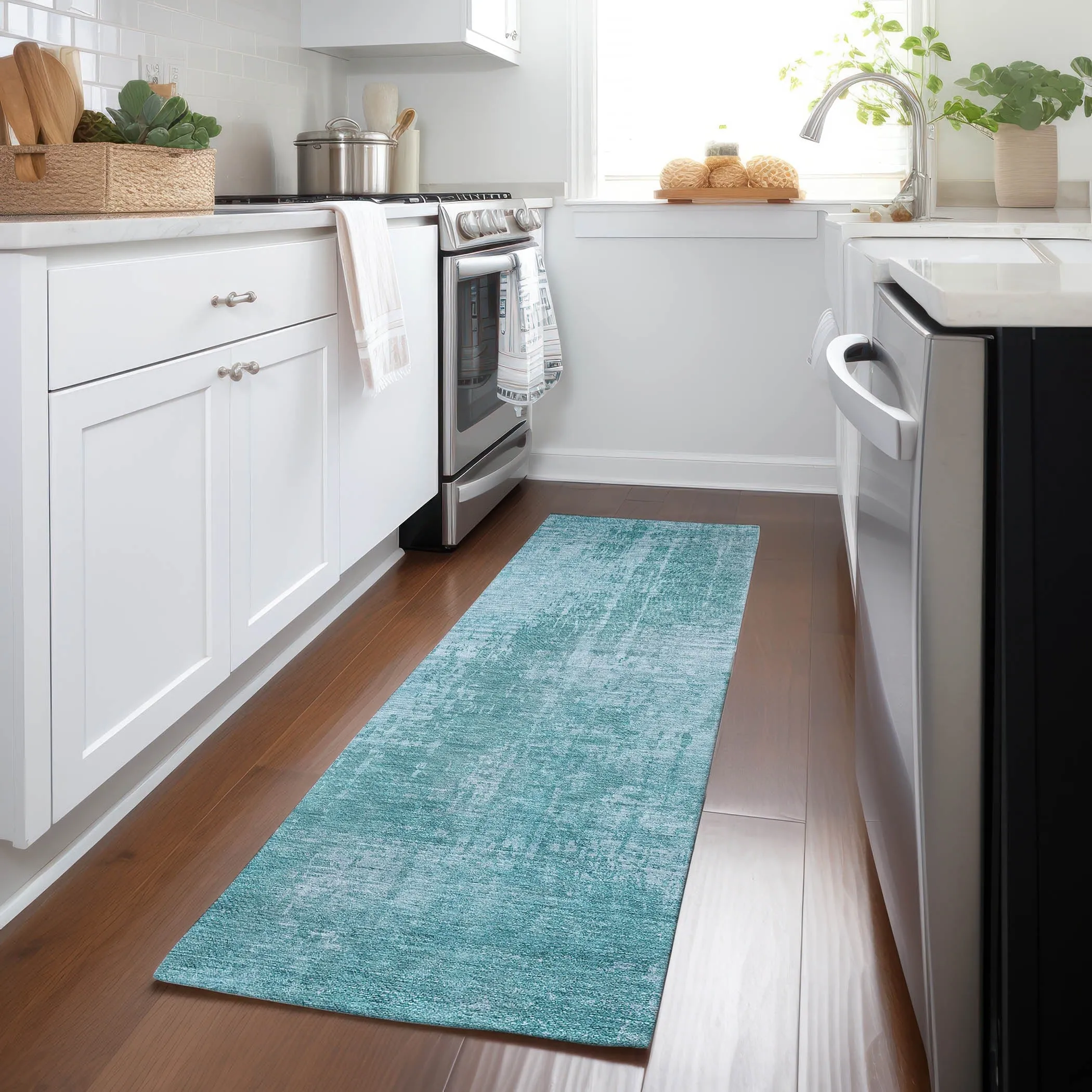 Machine Washable Indoor/ Outdoor Chantille Abstract Ombre Rug