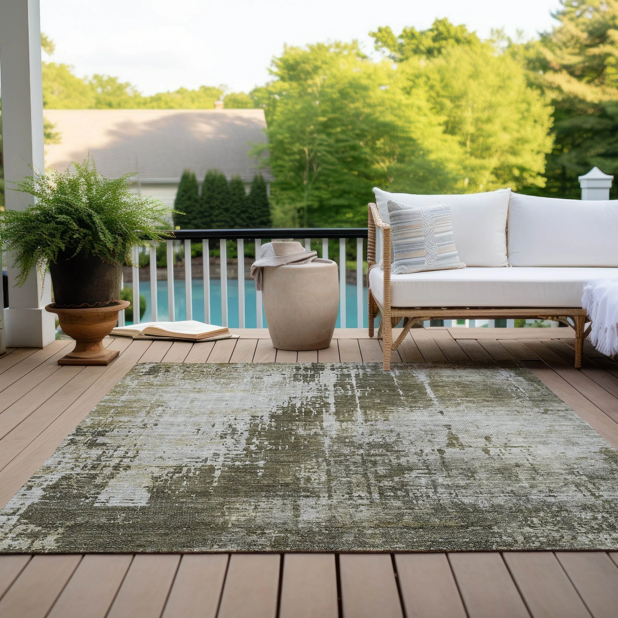 Machine Washable Indoor/ Outdoor Chantille Abstract Ombre Rug