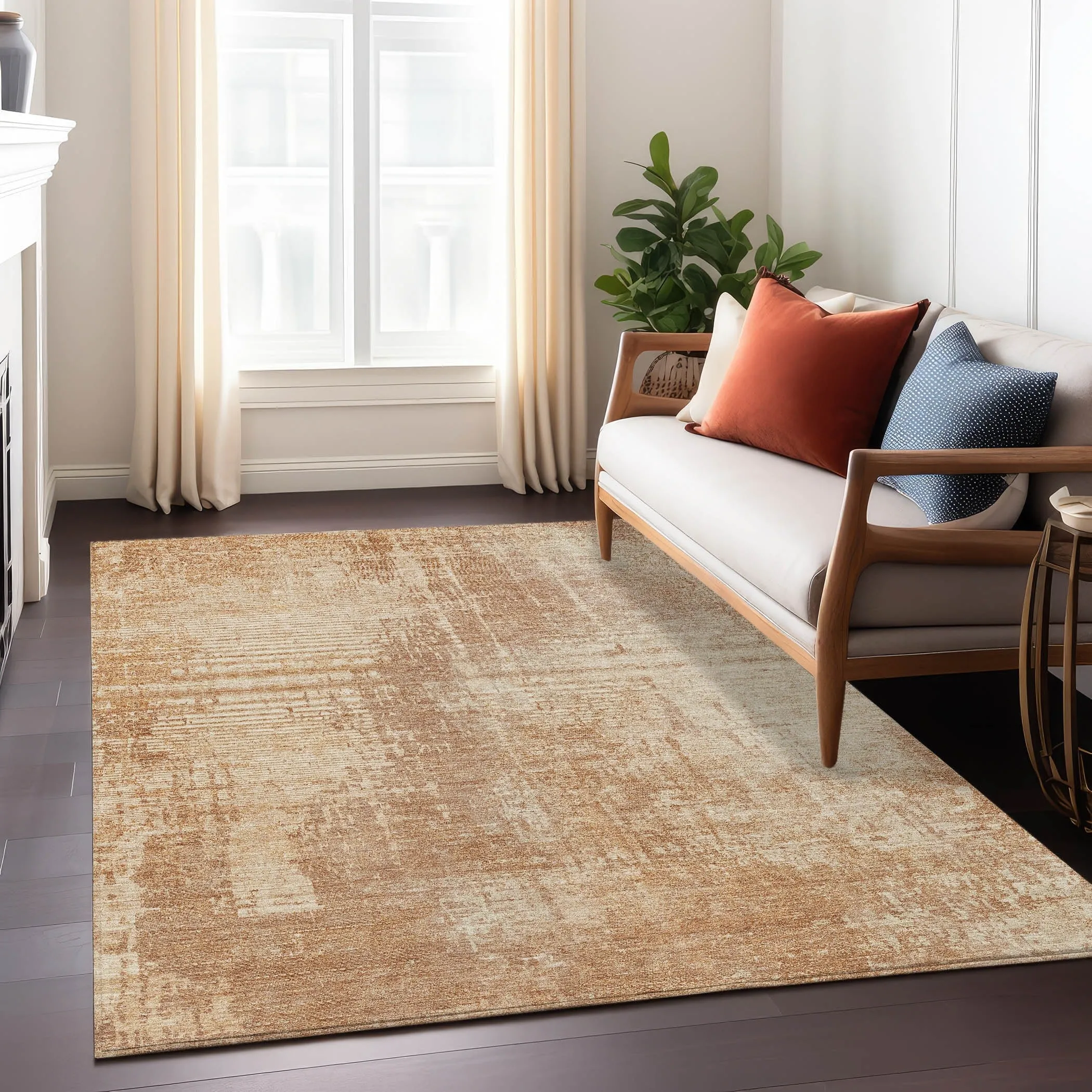 Machine Washable Indoor/ Outdoor Chantille Abstract Ombre Rug