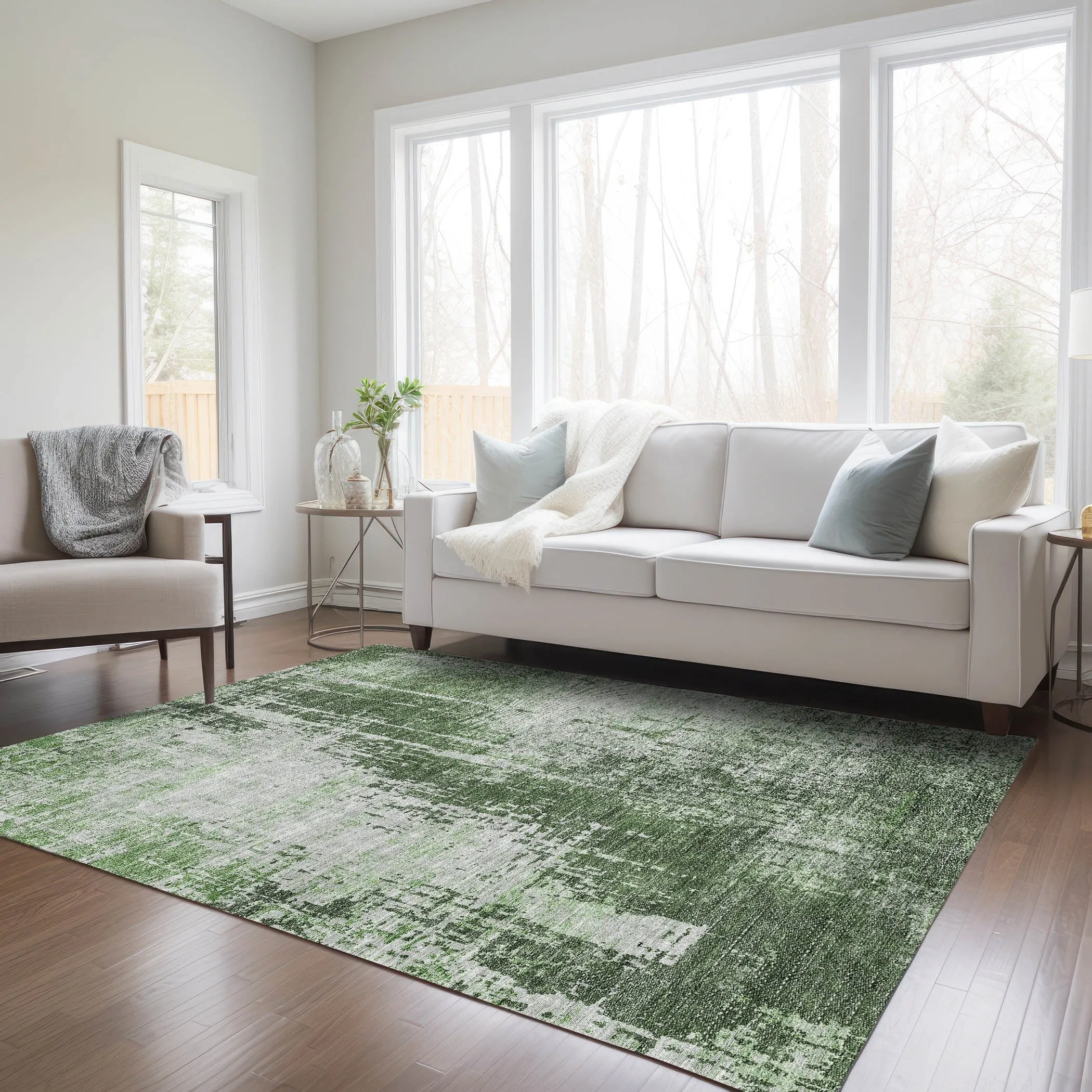 Machine Washable Indoor/ Outdoor Chantille Abstract Ombre Rug