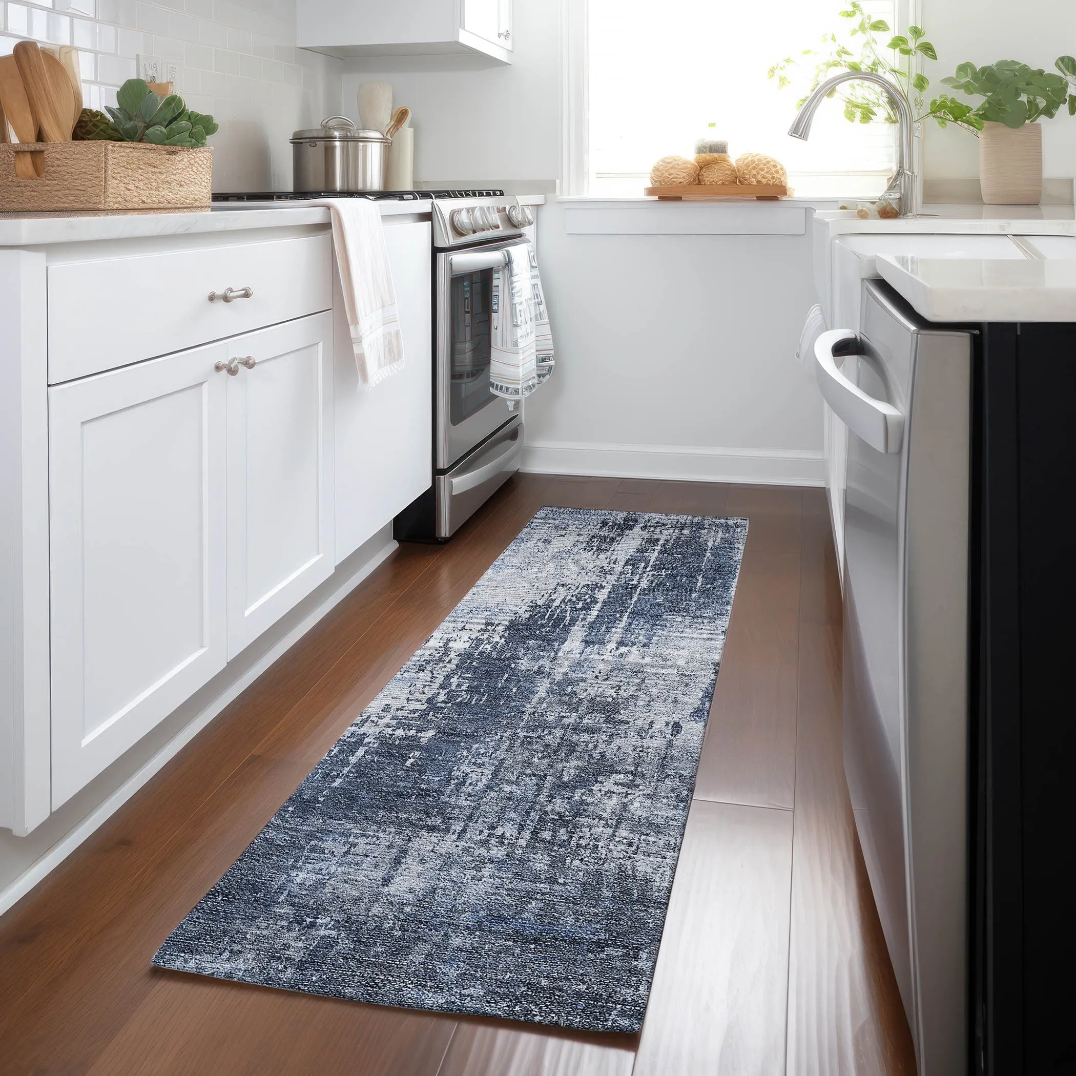 Machine Washable Indoor/ Outdoor Chantille Abstract Ombre Rug