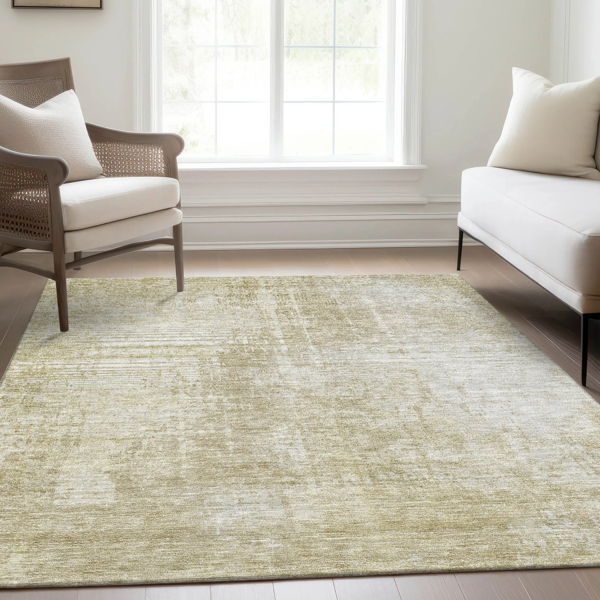 Machine Washable Indoor/ Outdoor Chantille Abstract Ombre Rug
