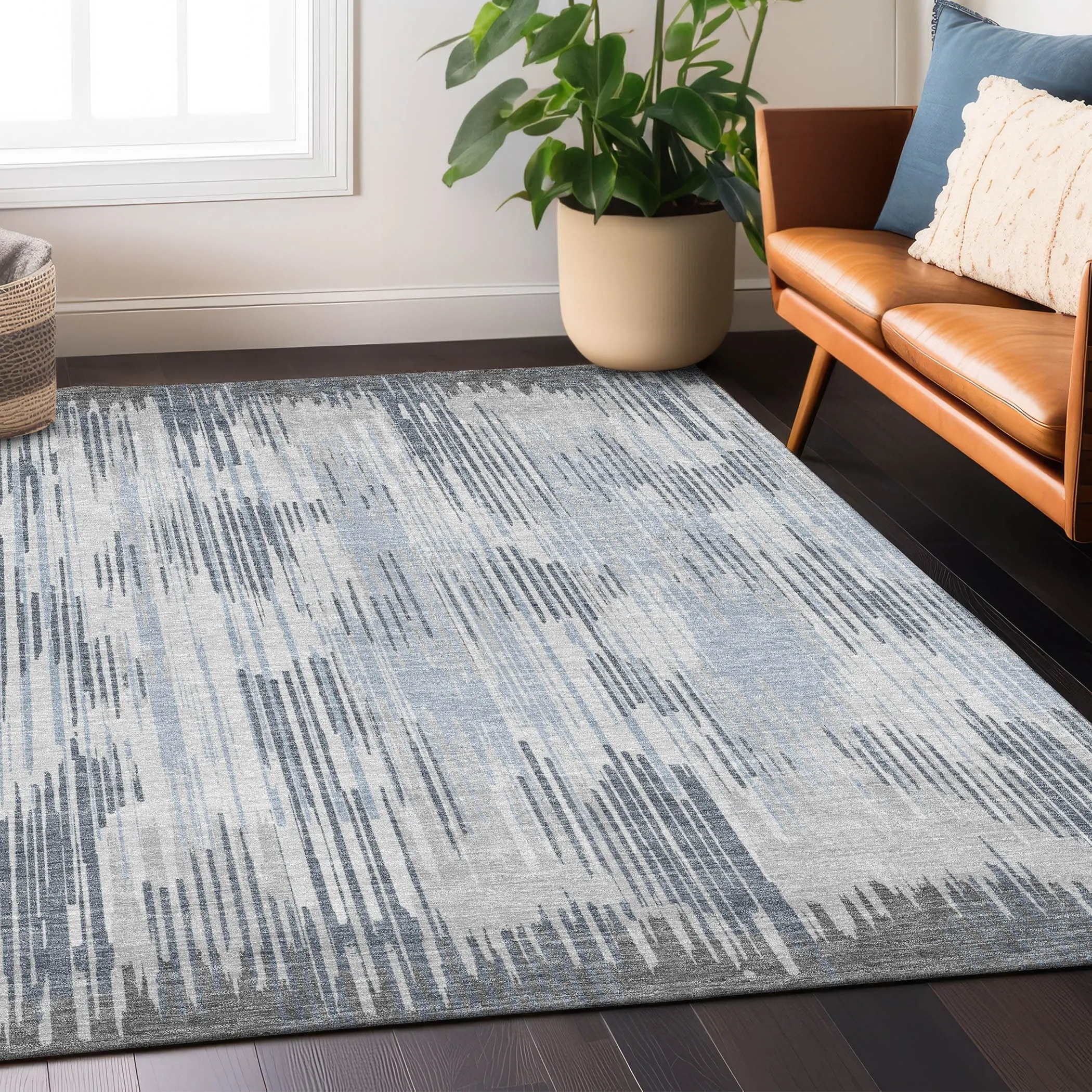 Machine Washable Indoor/ Outdoor Chantille Abstract Ombre Rug