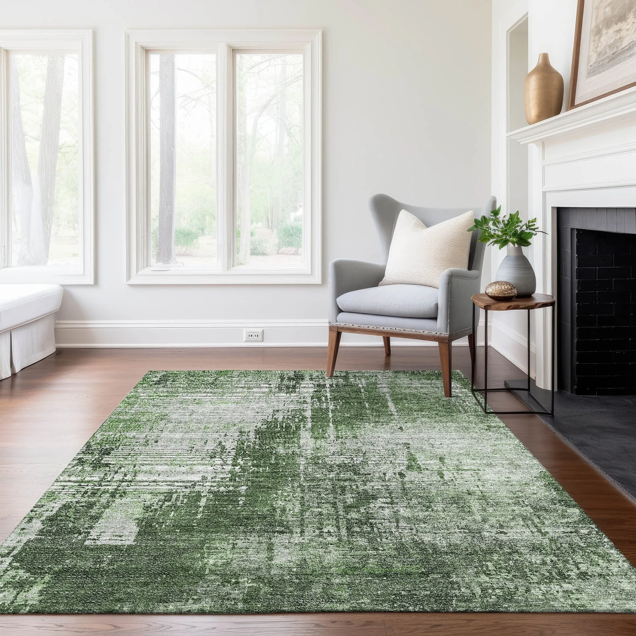 Machine Washable Indoor/ Outdoor Chantille Abstract Ombre Rug