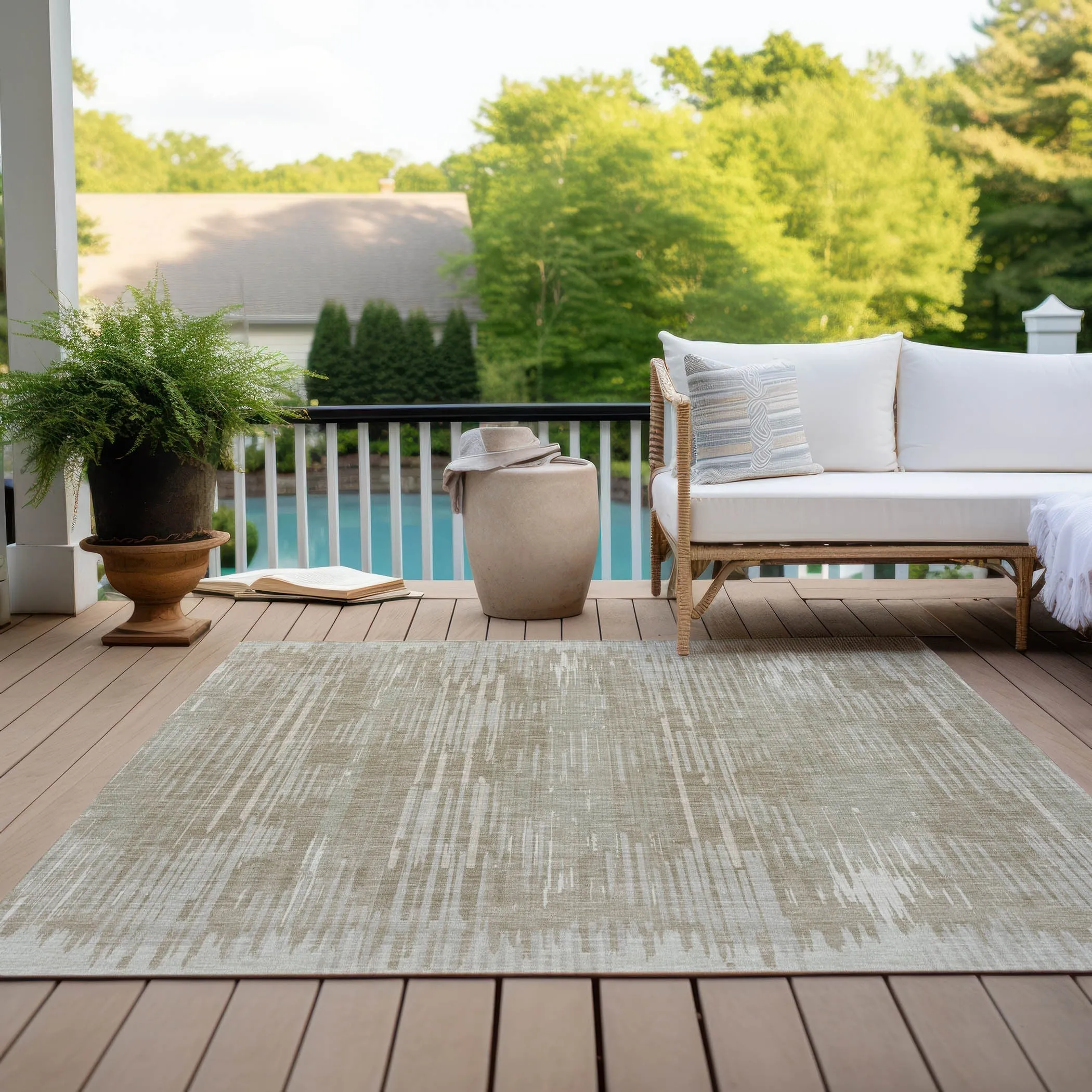 Machine Washable Indoor/ Outdoor Chantille Abstract Ombre Rug