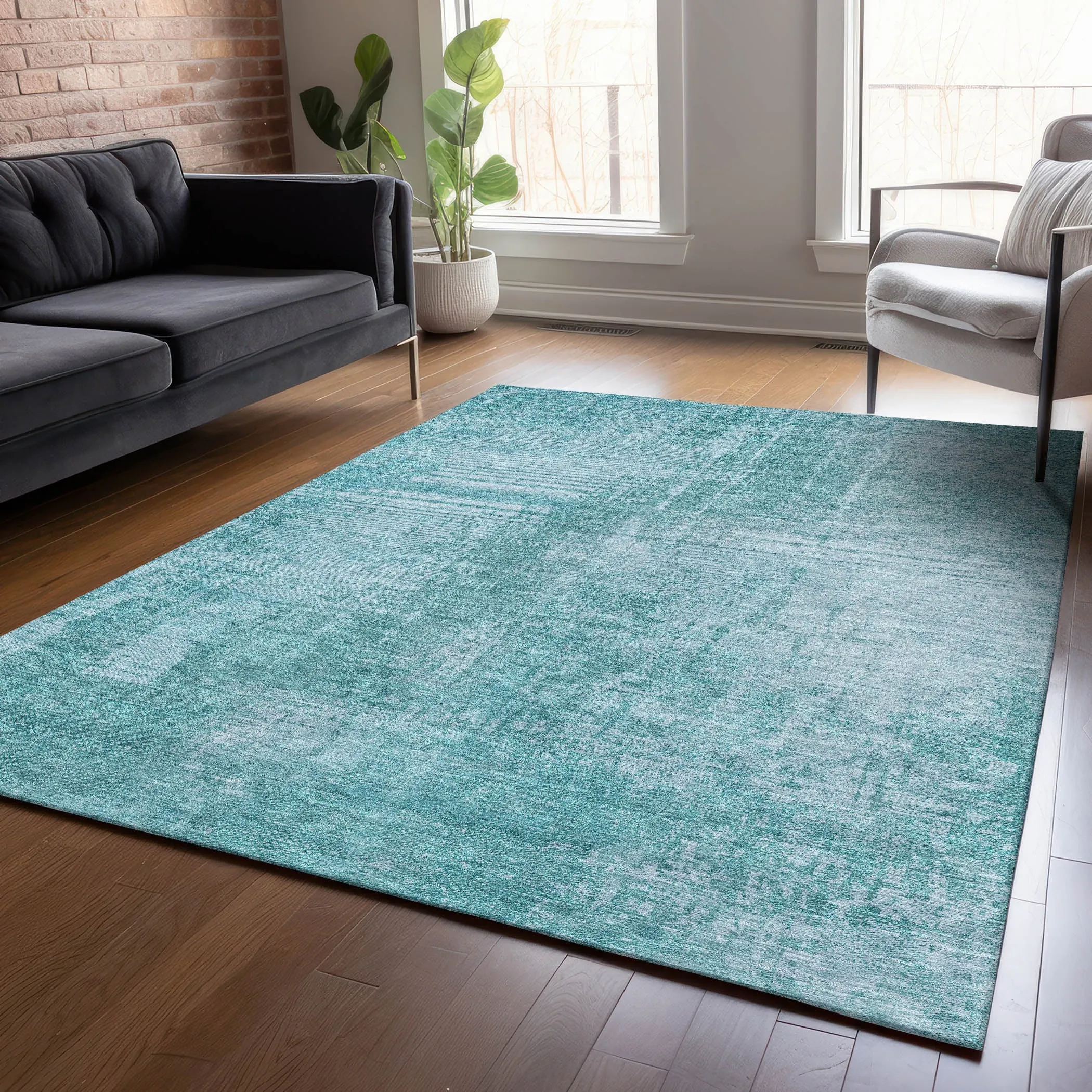 Machine Washable Indoor/ Outdoor Chantille Abstract Ombre Rug
