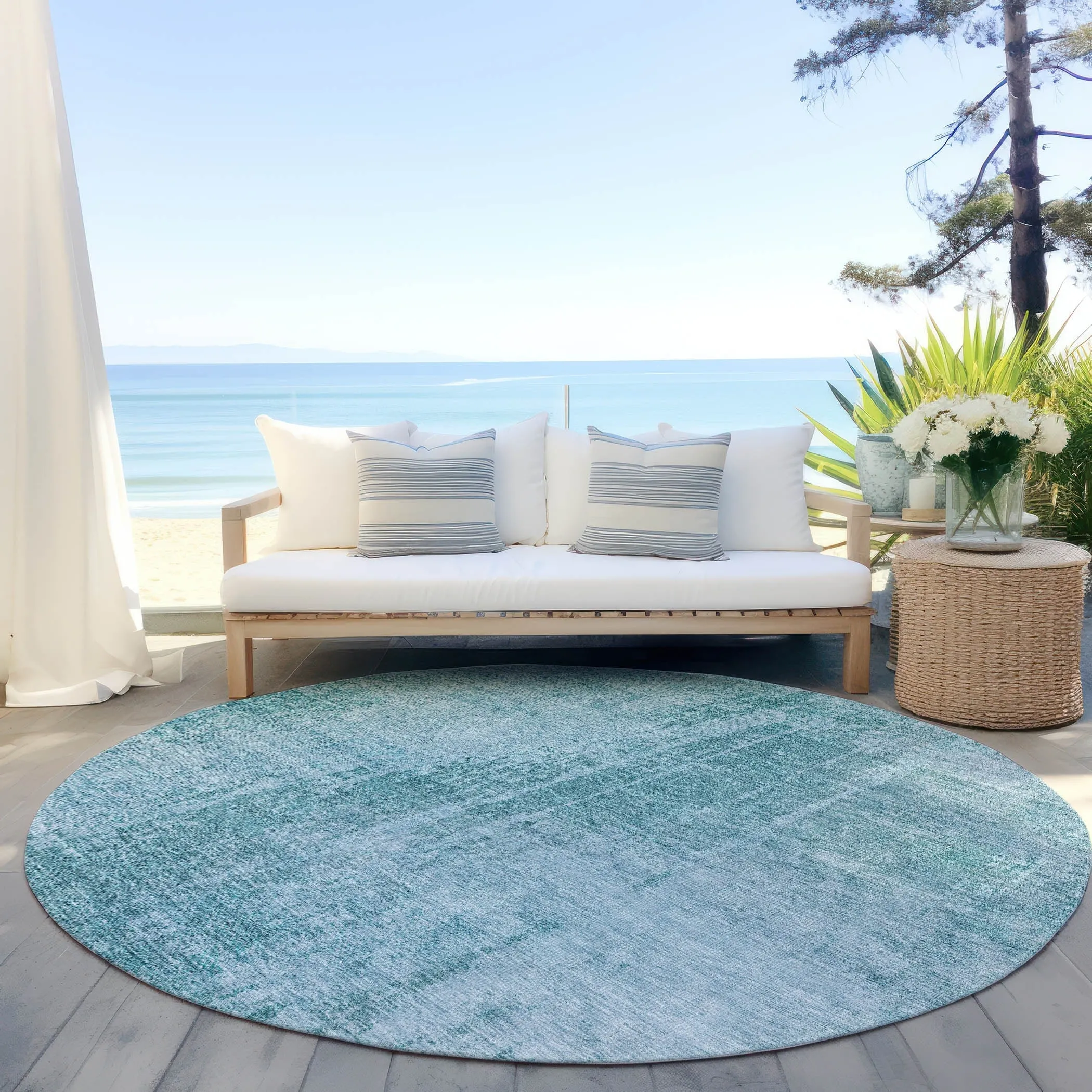 Machine Washable Indoor/ Outdoor Chantille Abstract Ombre Rug