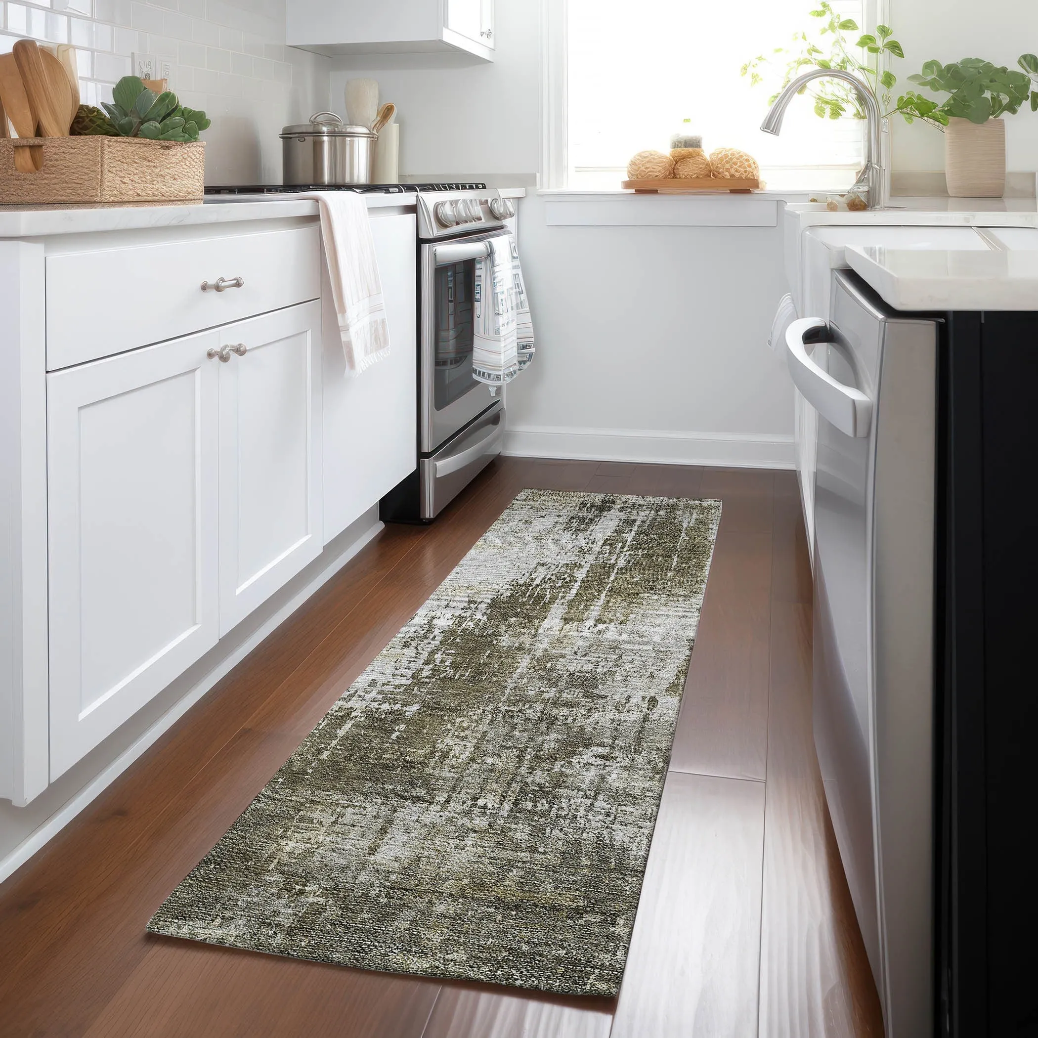Machine Washable Indoor/ Outdoor Chantille Abstract Ombre Rug