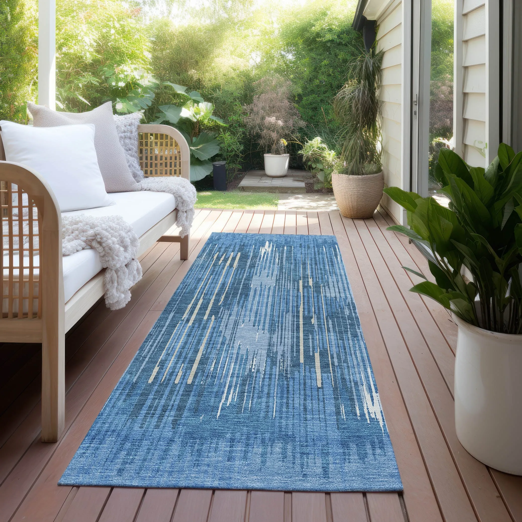Machine Washable Indoor/ Outdoor Chantille Abstract Ombre Rug