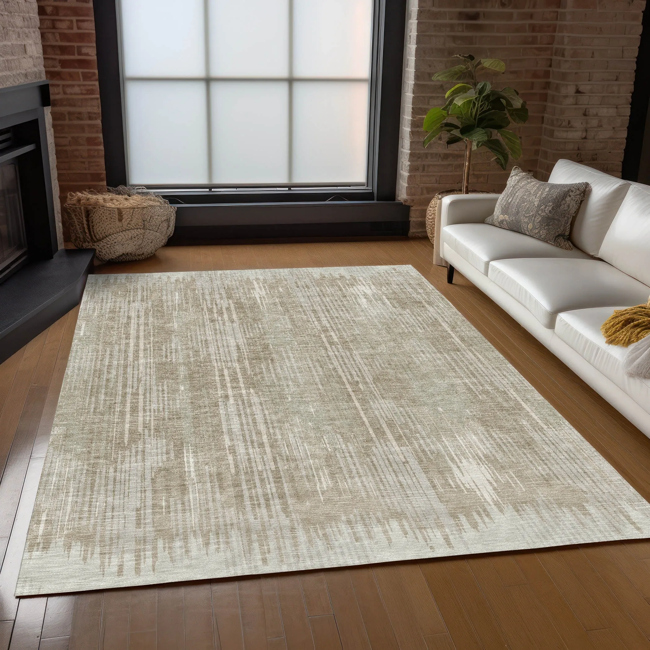Machine Washable Indoor/ Outdoor Chantille Abstract Ombre Rug
