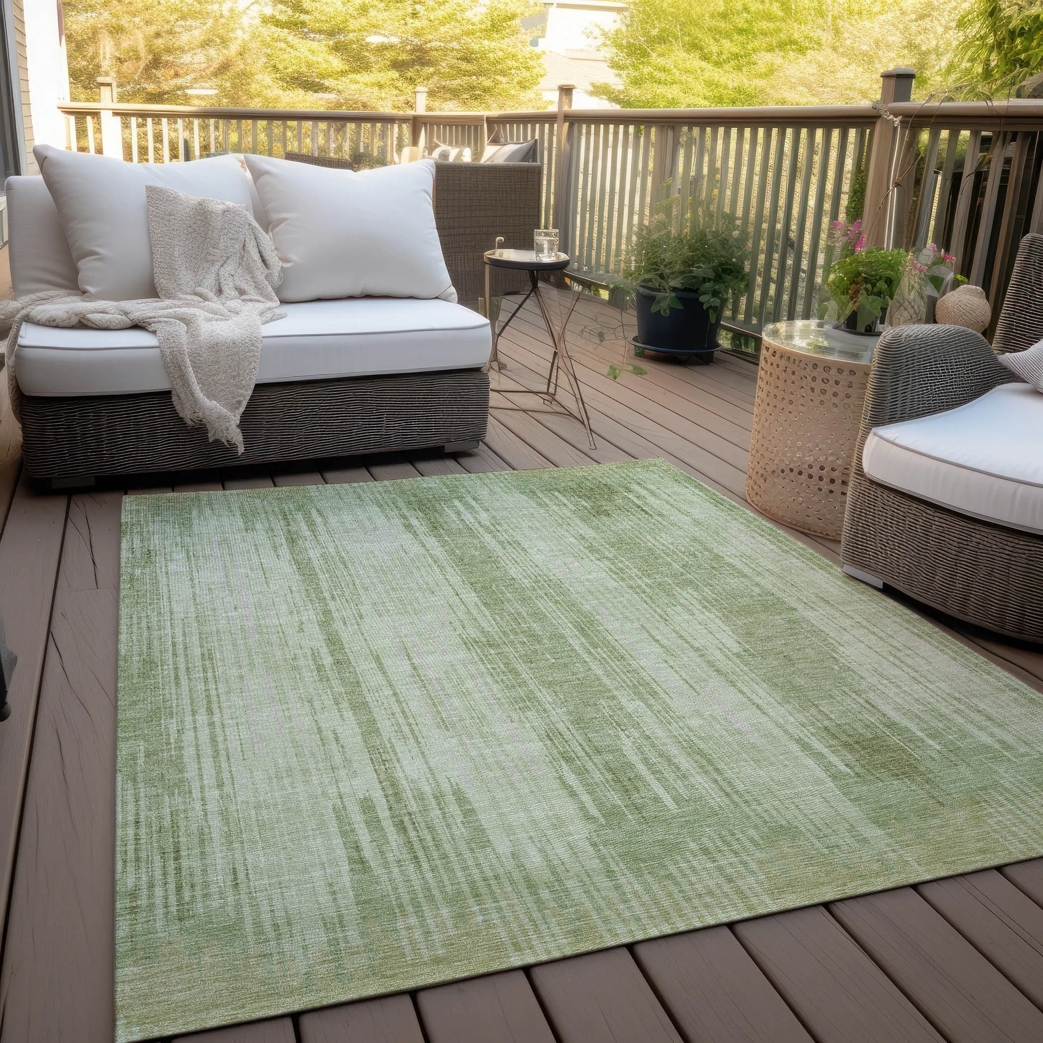 Machine Washable Indoor/ Outdoor Chantille Abstract Ombre Rug