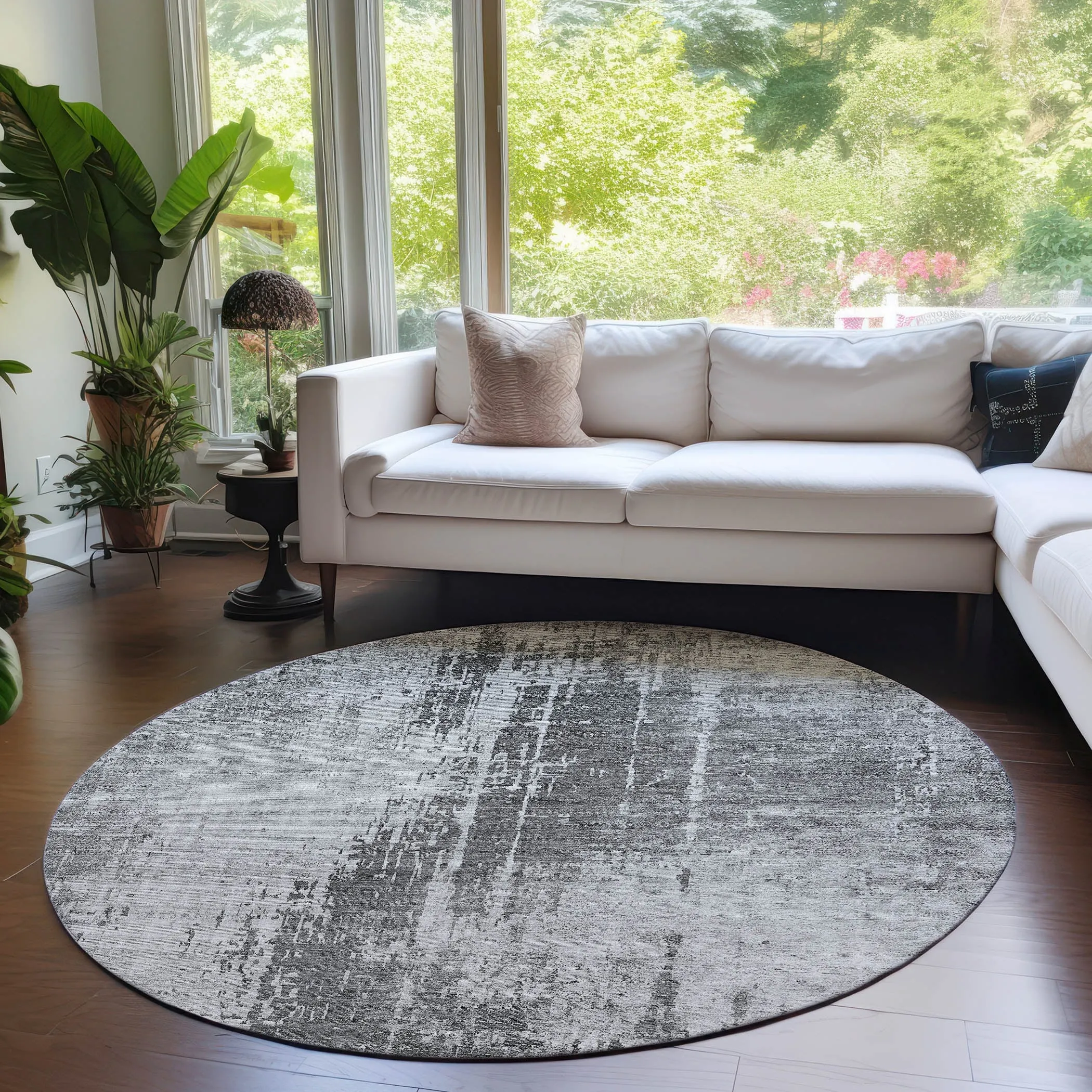 Machine Washable Indoor/ Outdoor Chantille Abstract Ombre Rug
