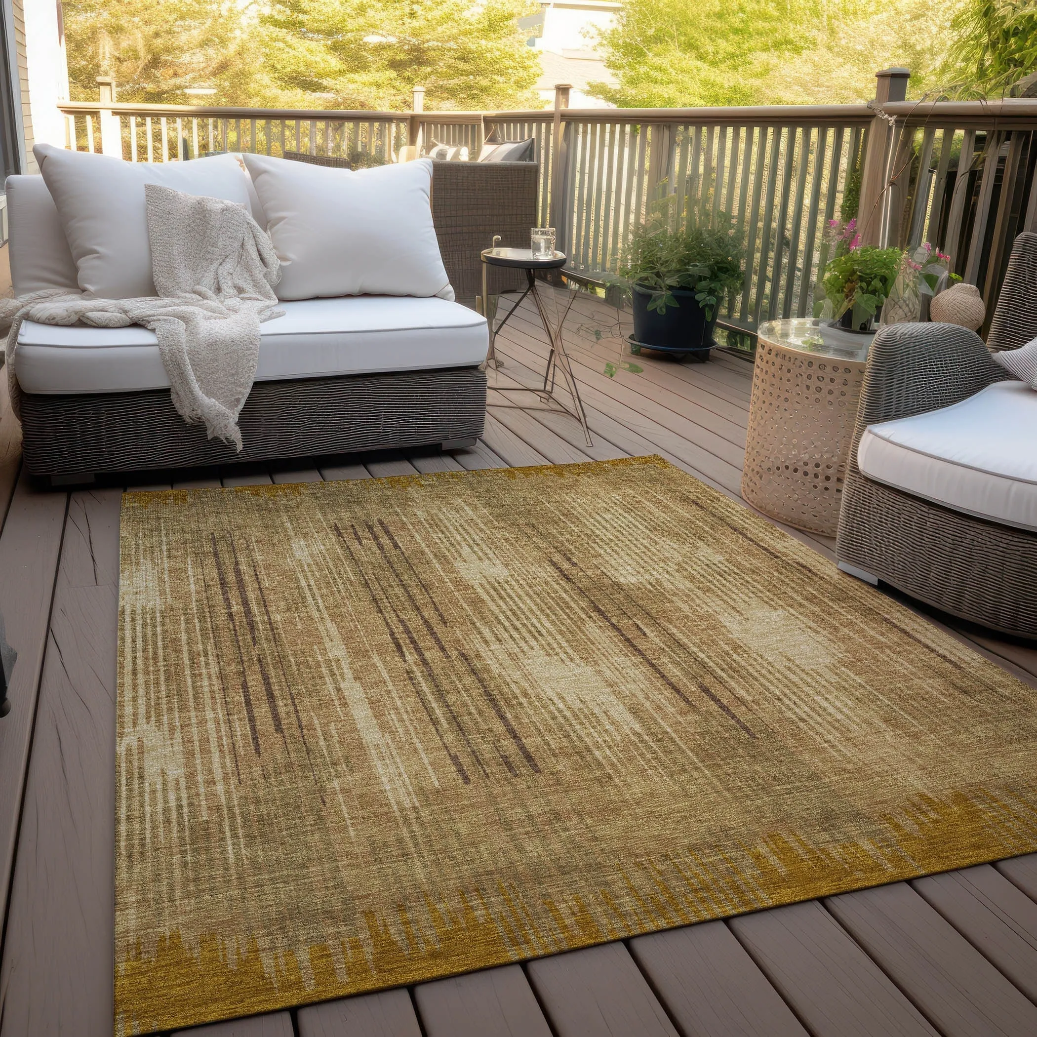 Machine Washable Indoor/ Outdoor Chantille Abstract Ombre Rug