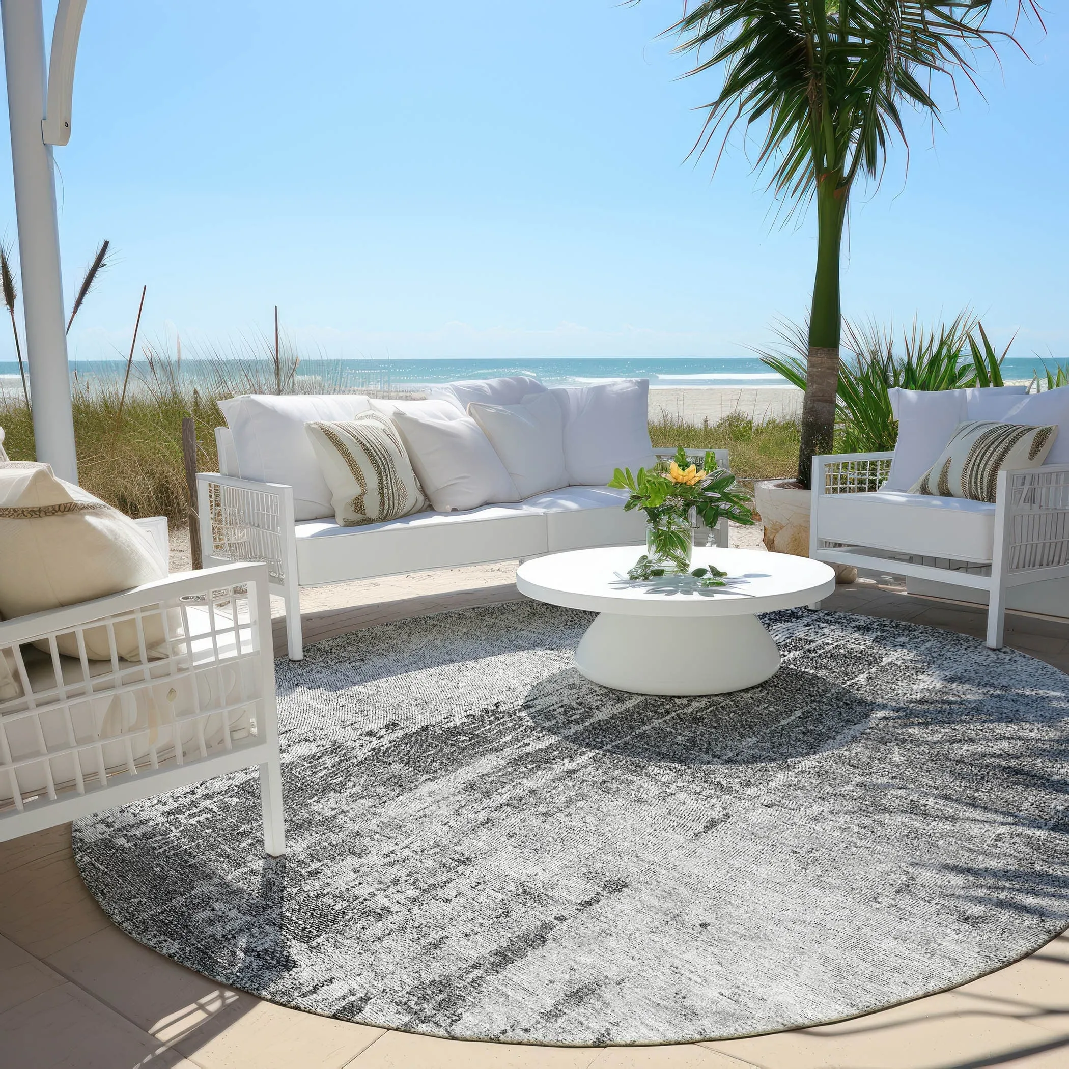 Machine Washable Indoor/ Outdoor Chantille Abstract Ombre Rug