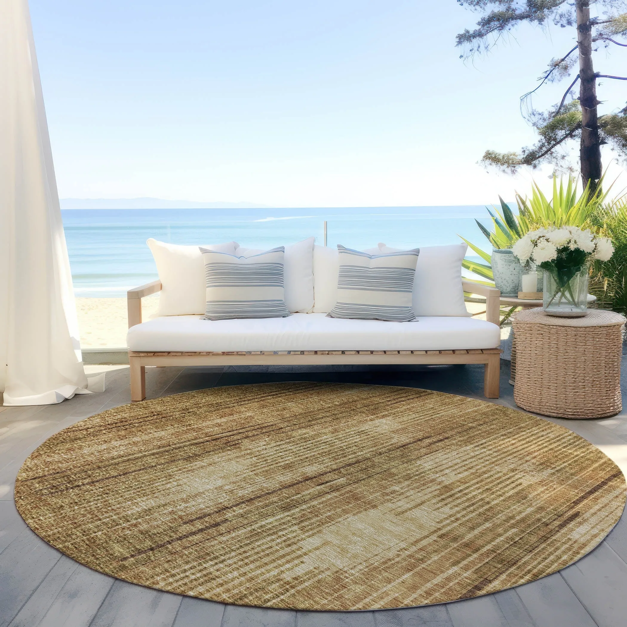 Machine Washable Indoor/ Outdoor Chantille Abstract Ombre Rug