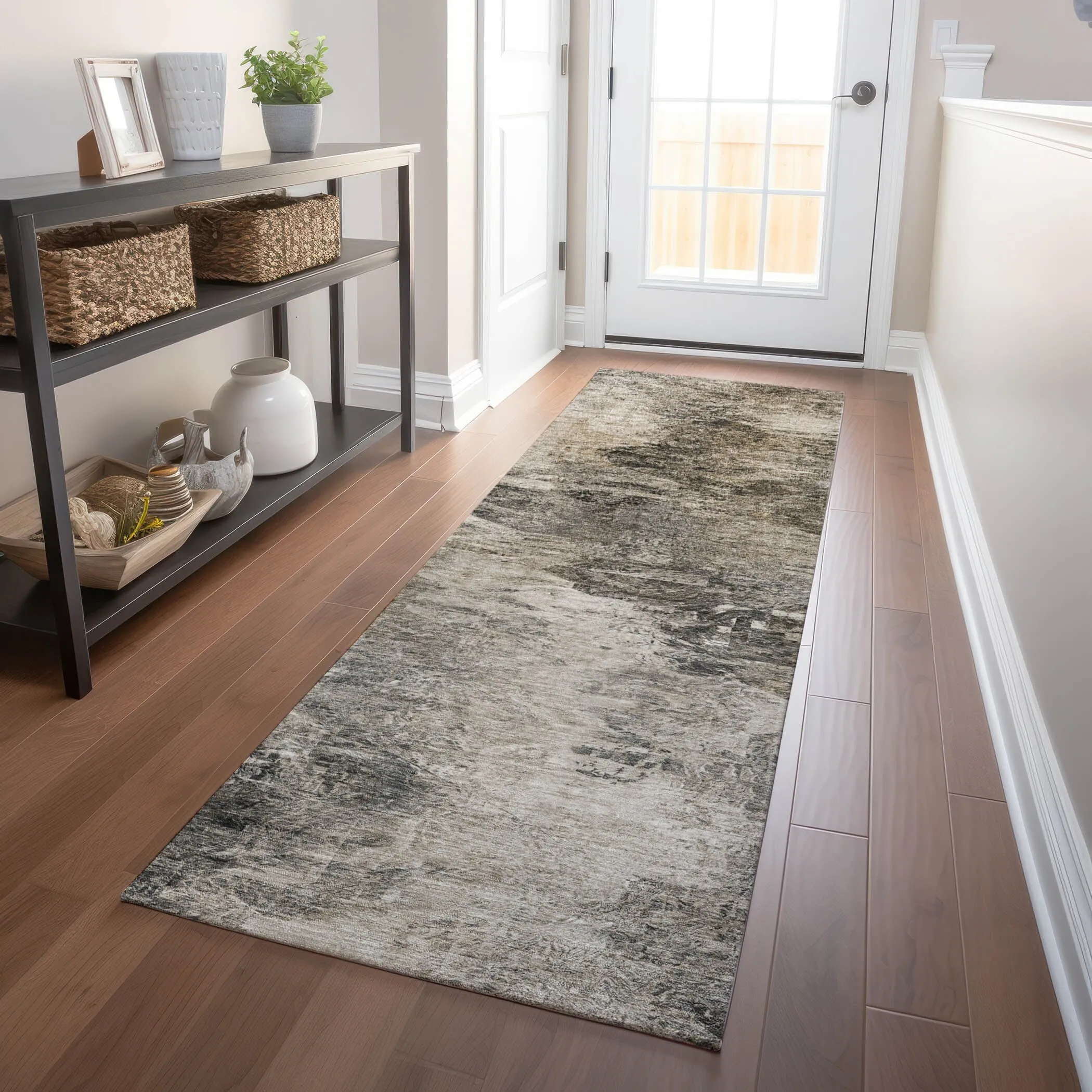 Machine Washable Indoor/ Outdoor Chantille Abstract Watercolor Rug
