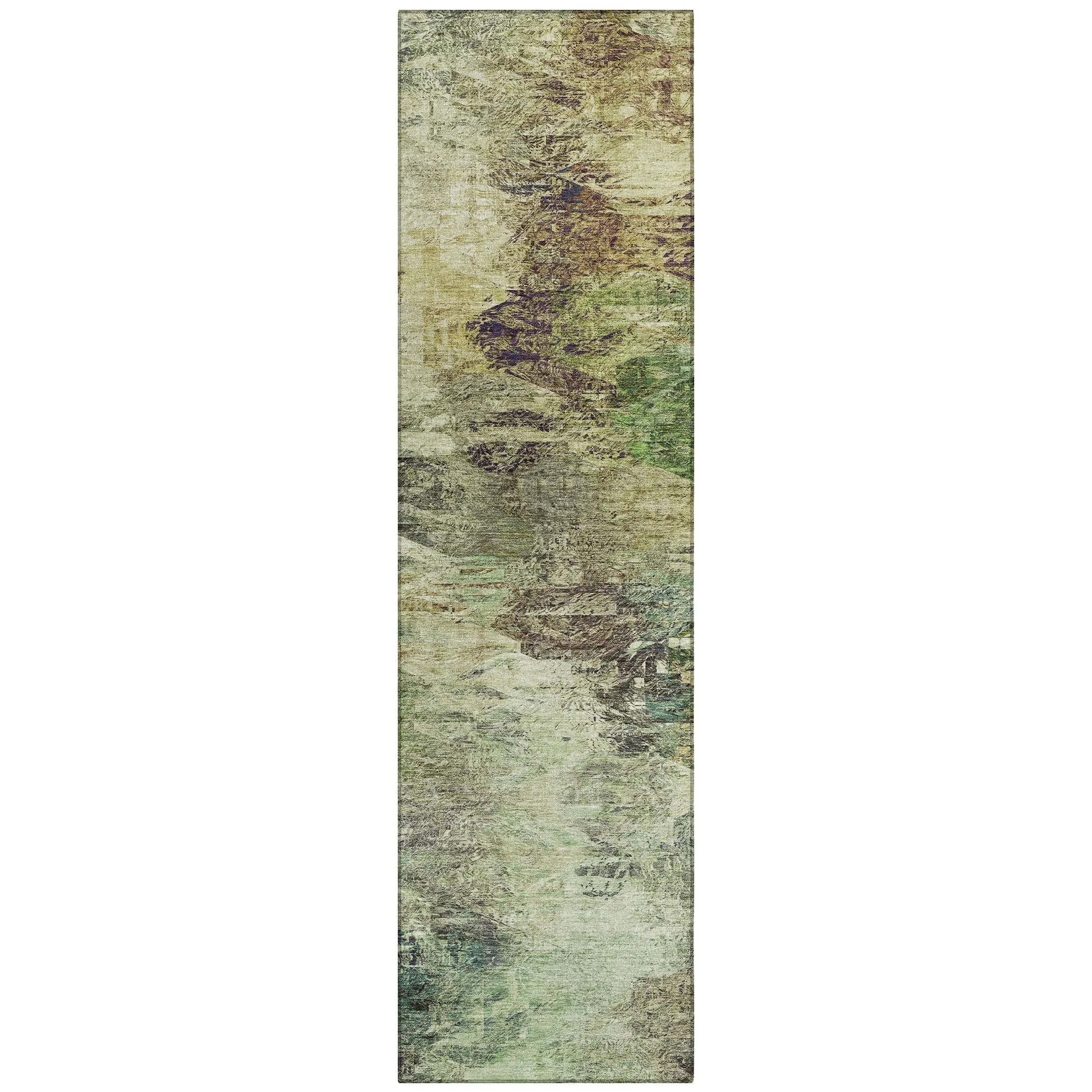 Machine Washable Indoor/ Outdoor Chantille Abstract Watercolor Rug