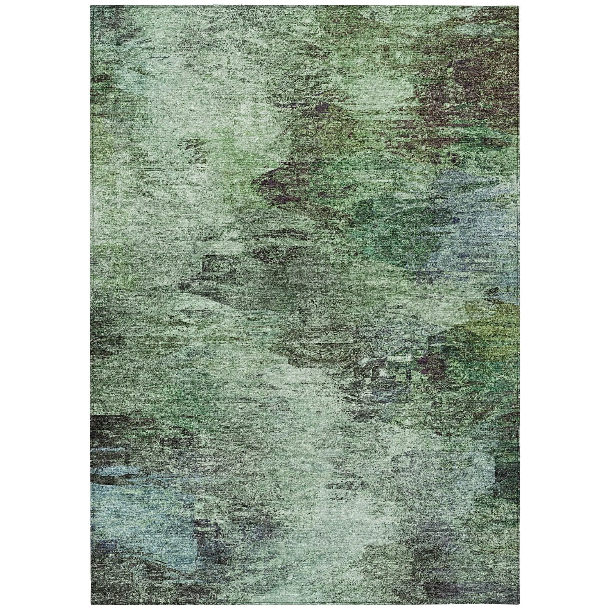 Machine Washable Indoor/ Outdoor Chantille Abstract Watercolor Rug