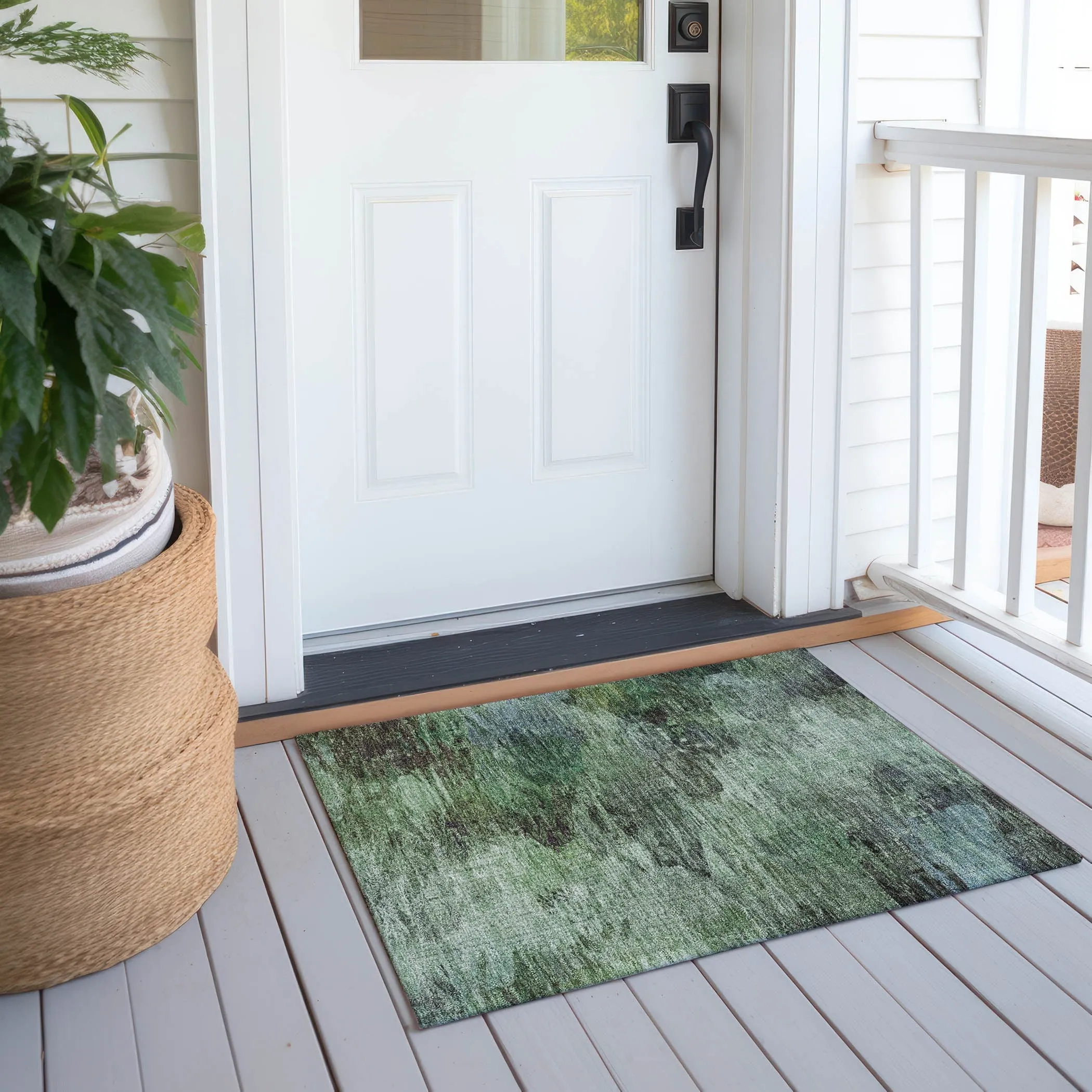 Machine Washable Indoor/ Outdoor Chantille Abstract Watercolor Rug