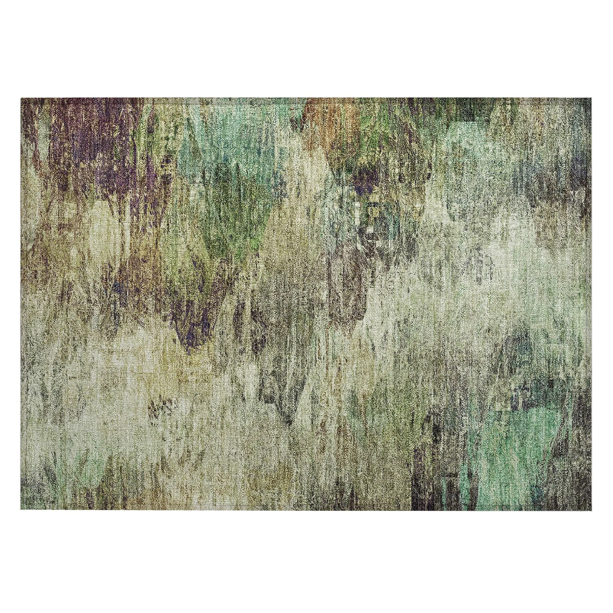 Machine Washable Indoor/ Outdoor Chantille Abstract Watercolor Rug
