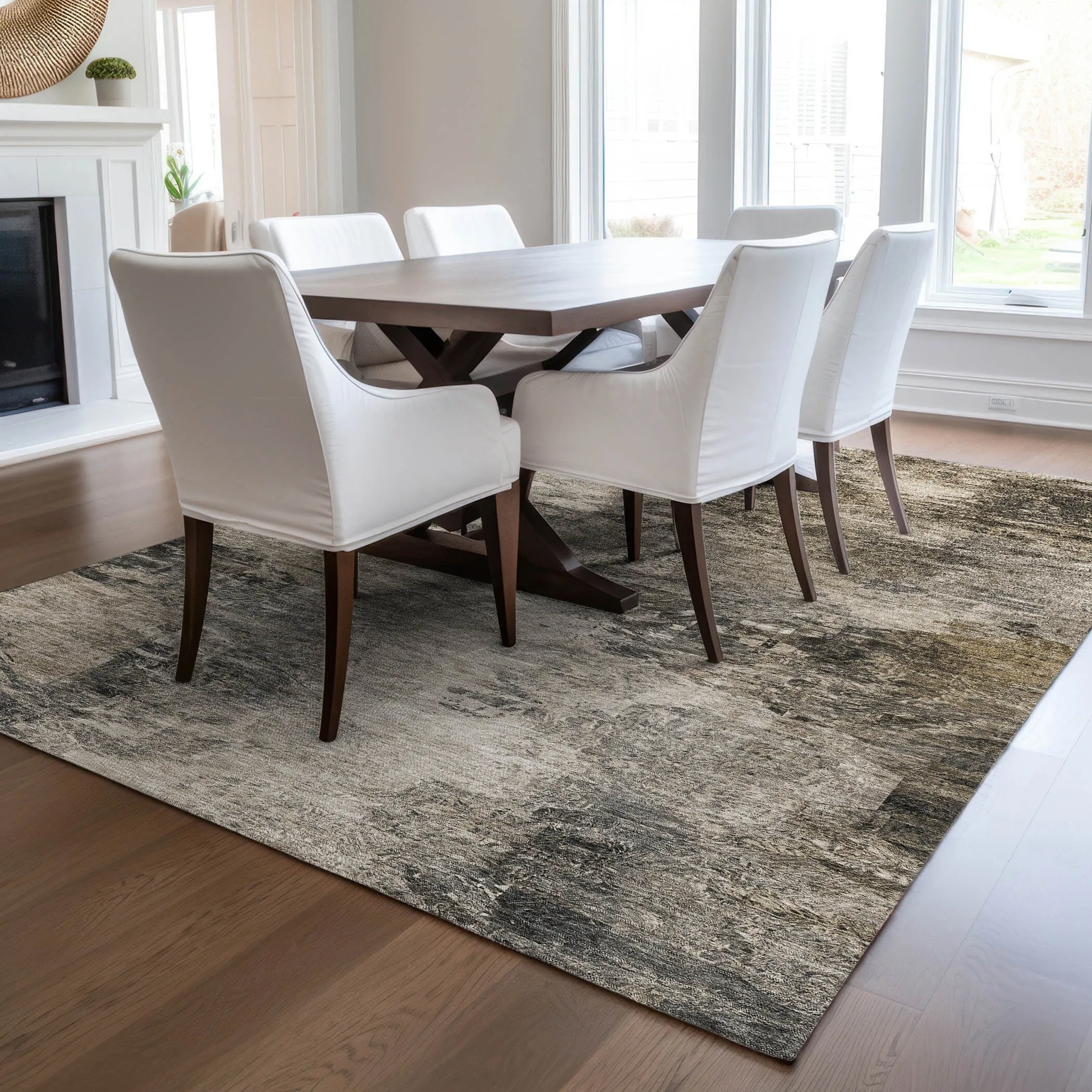 Machine Washable Indoor/ Outdoor Chantille Abstract Watercolor Rug