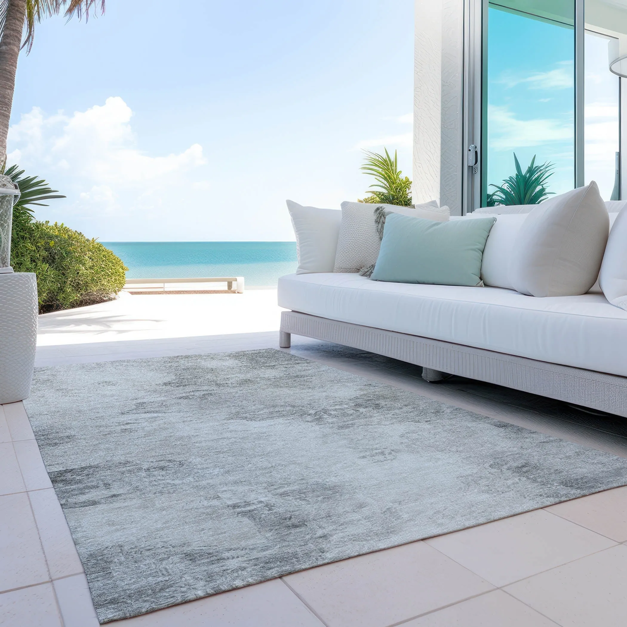 Machine Washable Indoor/ Outdoor Chantille Abstract Watercolor Rug