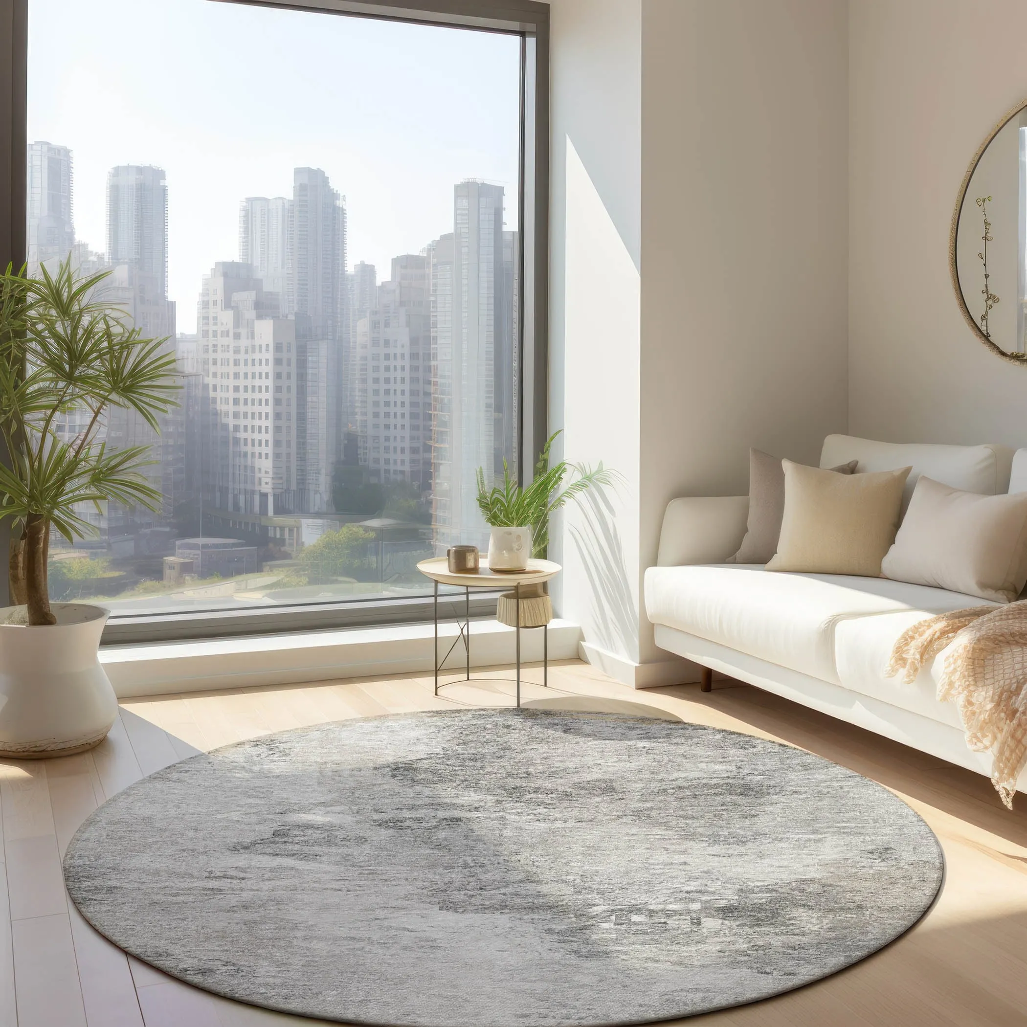 Machine Washable Indoor/ Outdoor Chantille Abstract Watercolor Rug