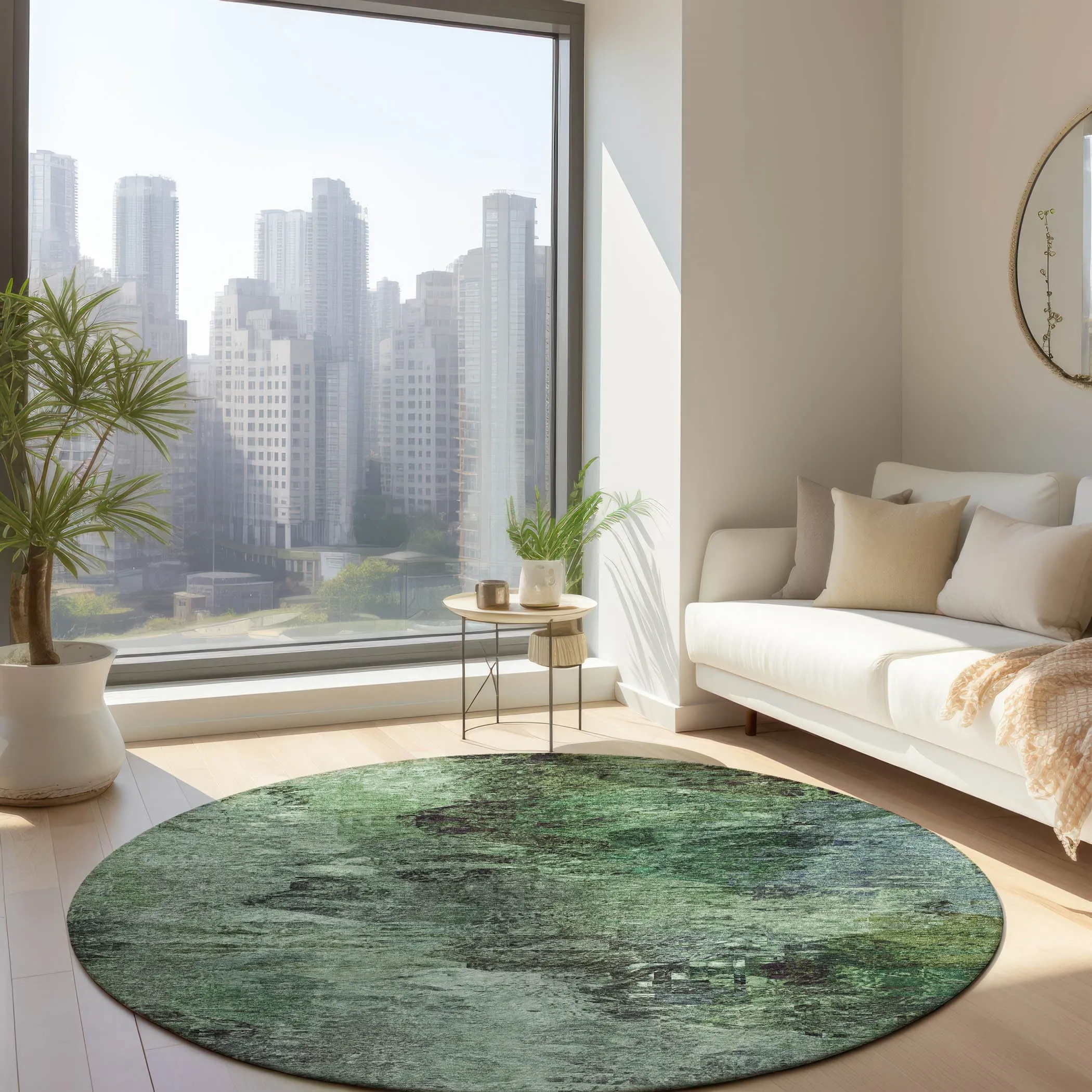 Machine Washable Indoor/ Outdoor Chantille Abstract Watercolor Rug